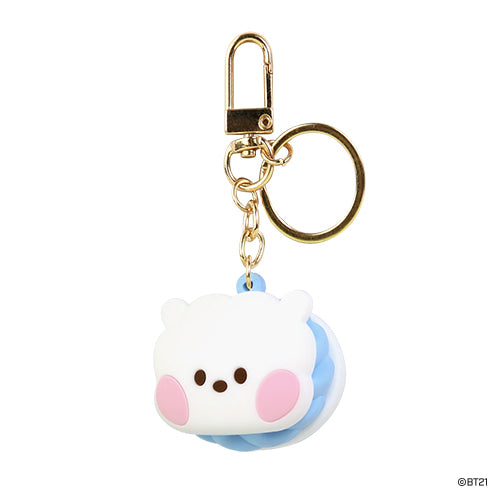 BT21 Mini Macaron Keychain - Cute Cartoon Character Keyring for Bags, Backpacks & Gifts - Kawaii RJ Plush Charm Accessory for Kpop Fans & BTS Lovers