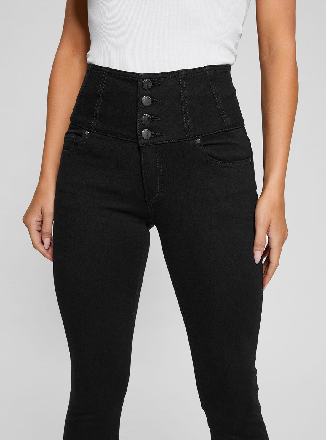 Black Corset Waist Shape Up Jeans for Women - High Waisted Slimming Tummy Control Denim Pants - Perfect for Work, Date Night & Everyday Wear