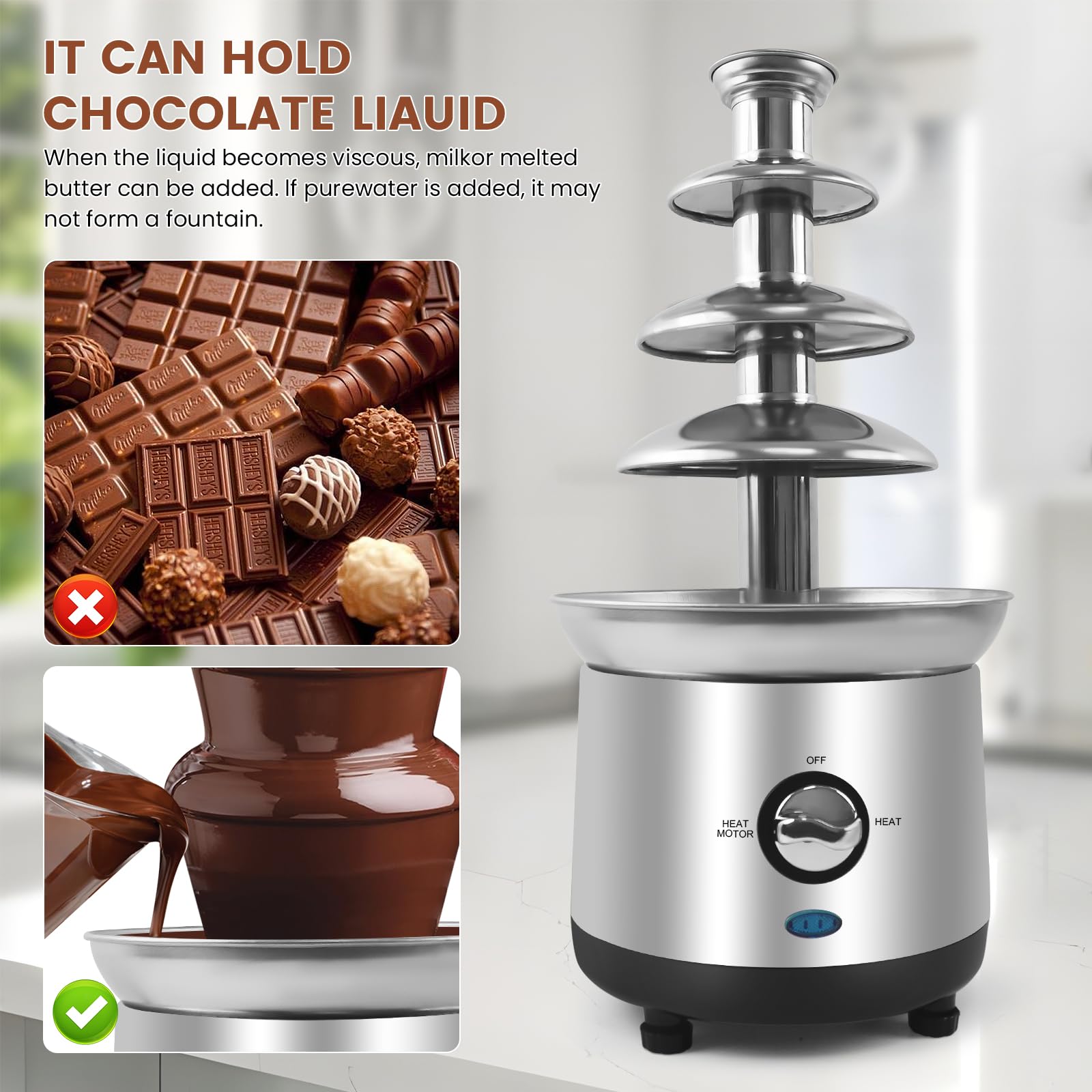4-Tier Electric Chocolate Fondue Fountain Machine - Perfect for Cheese, Chocolate Sauce, Nachos | Ideal for Weddings, Parties & Dessert Buffets
