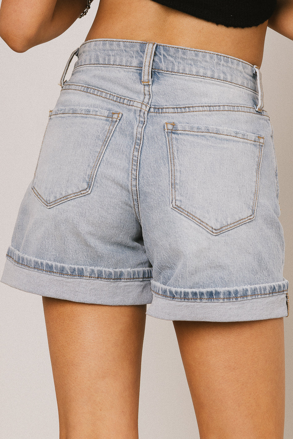 Kali Denim Shorts for Women - High Waisted Ripped Denim Shorts with Stretch | Perfect for Summer, Beach, and Casual Outfits