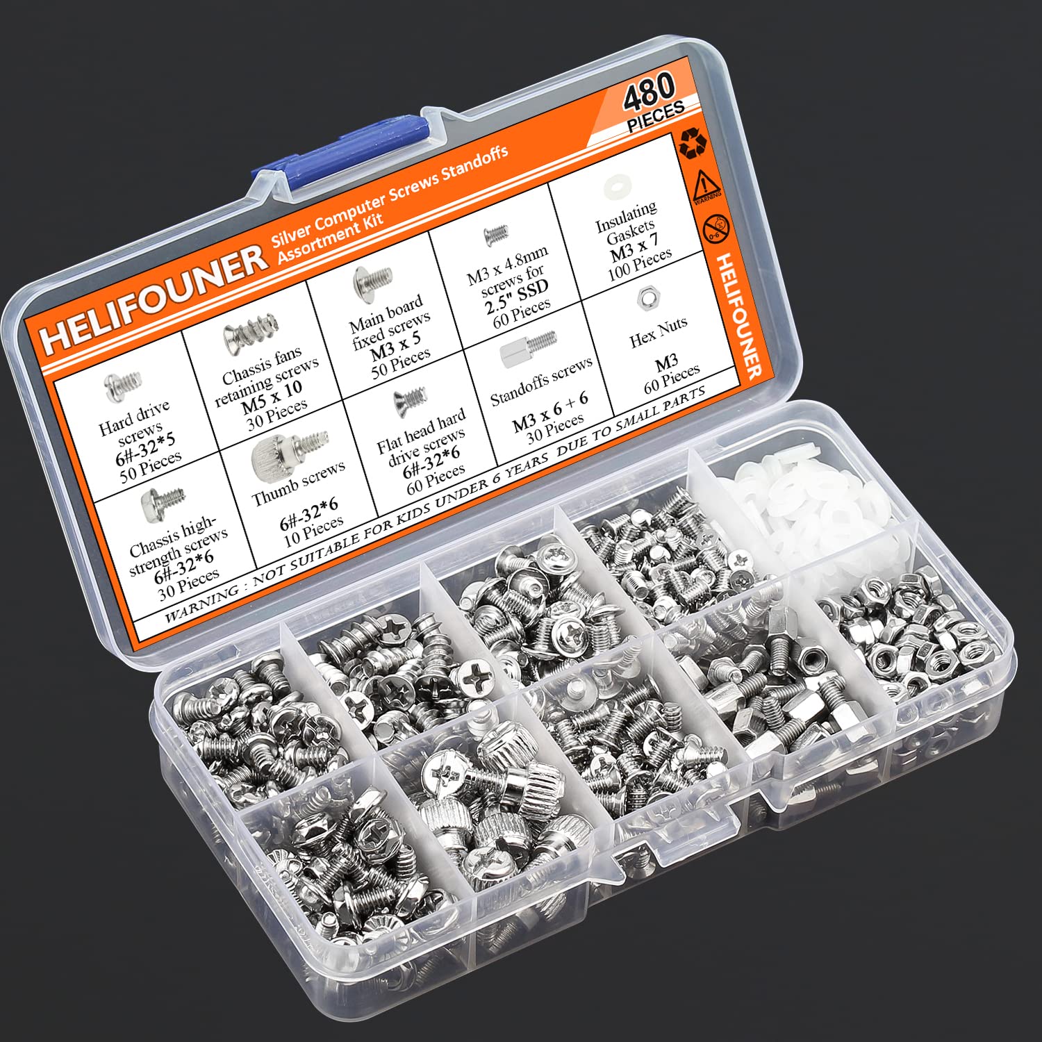 480-Piece Computer Standoffs and Screws Assortment Kit - Compatible with 2.5