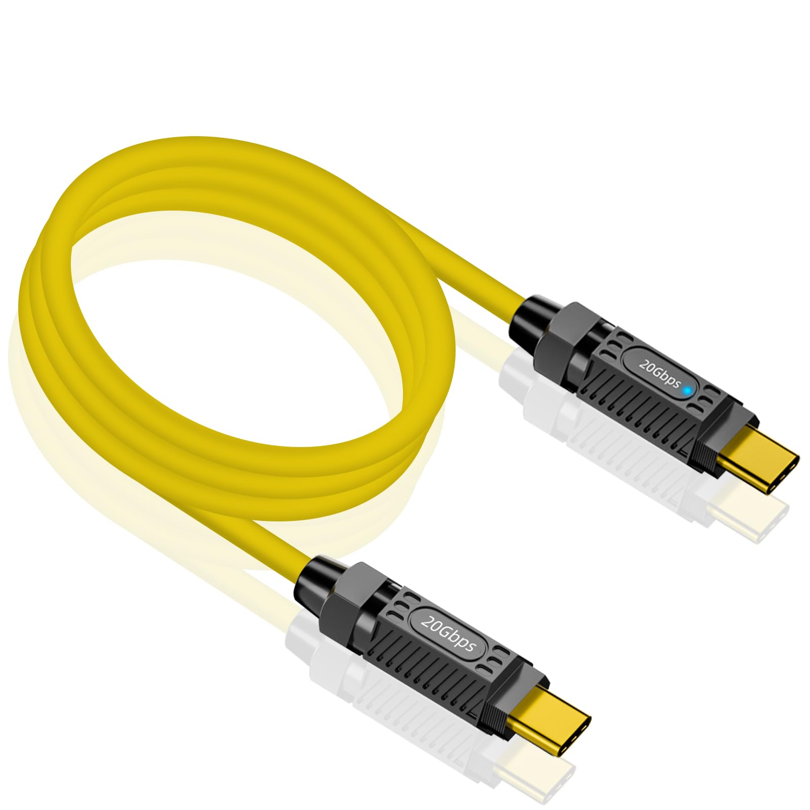 Poyiccot 3ft USB C to USB C Cable 140W Fast Charging, 20Gbps USB 3.1 Type C Charger Cord with LED Light, Compatible with MacBook Pro, Galaxy S23/S22 - Perfect for Home, Office & Travel Charging