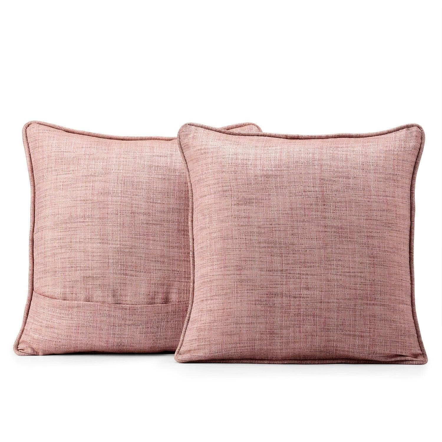 Rosy Pink Faux Raw Silk Cushion Covers Set of 2 - Elegant Boho Home Decor for Sofa, Bed & Living Room