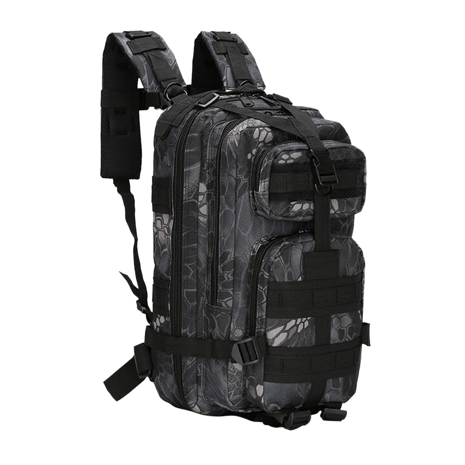 CALANDIS 40L Hiking Backpack - Lightweight Waterproof Travel Rucksack for Camping, Hunting & Outdoor Adventures - Durable Black Geometric Design - Perfect for Day Trips, Trekking & Backpacking