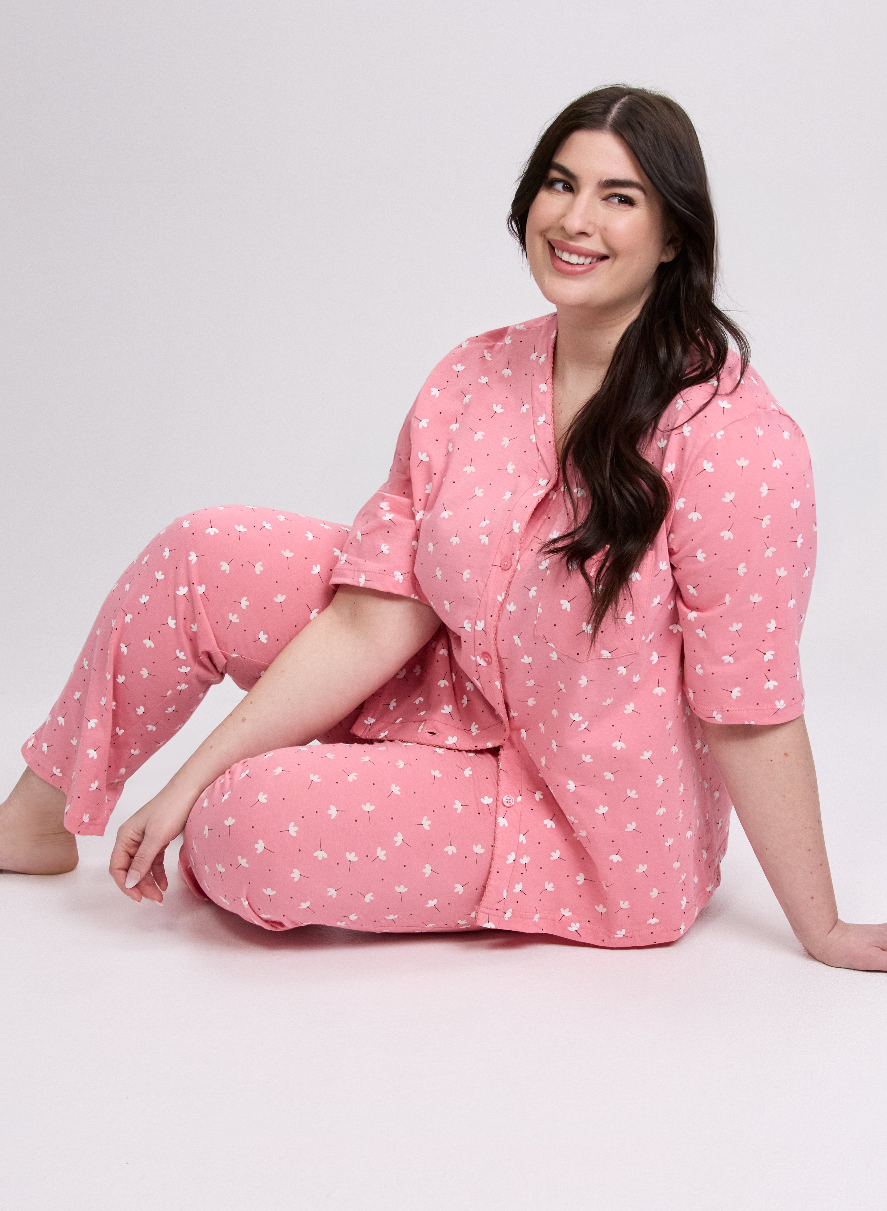 Floral Print Pajama Set for Women - Soft Cotton Sleepwear with Comfortable Fit - Perfect for Lounging, Sleeping & Relaxing at Home