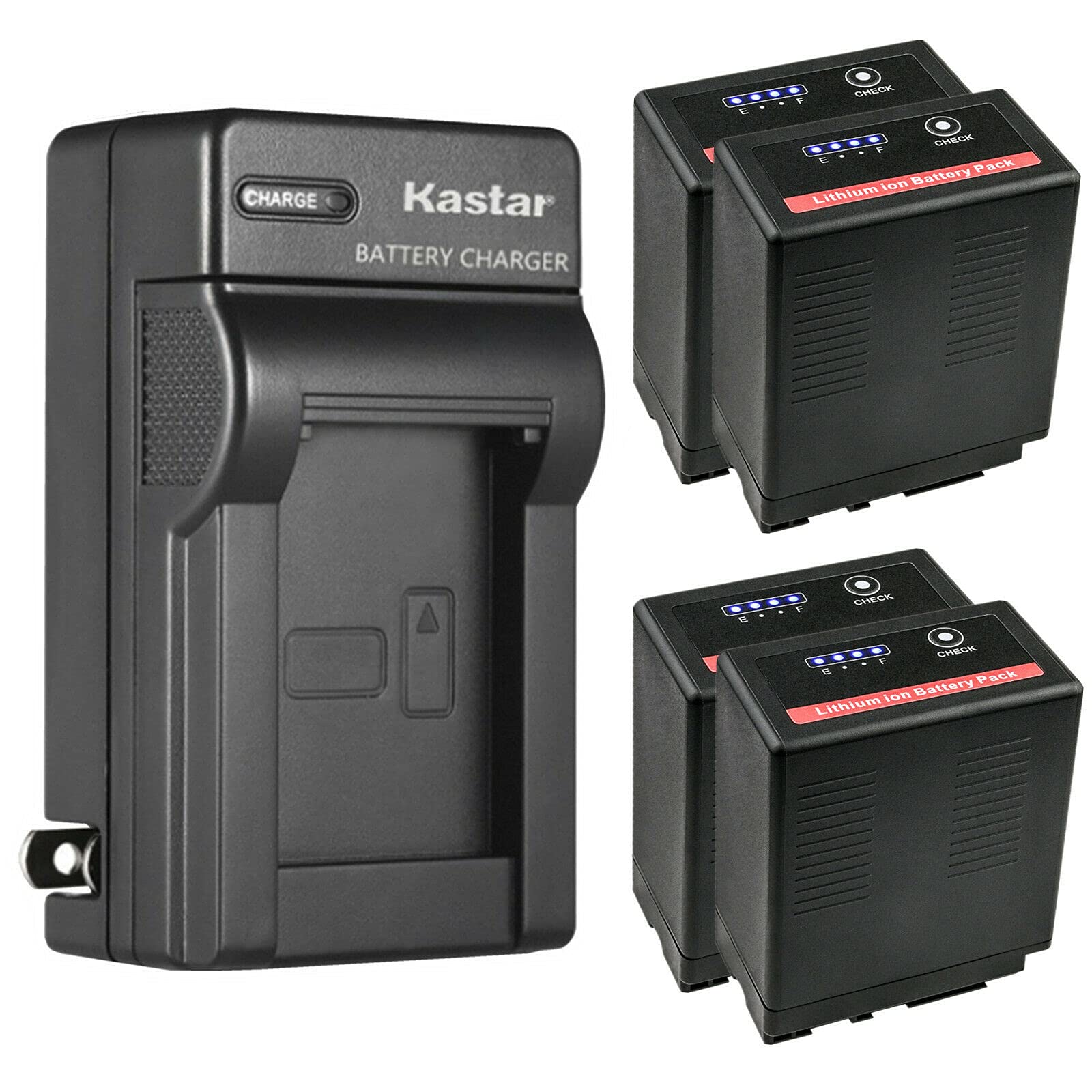 Kastar 4-Pack Replacement Battery & AC Wall Charger for Panasonic VW-VBG6/VBG6 Pro, AG-AC160/AC160A/AC160AEJ/AC160AP, AG-HMC40/HMC43/HMC45A/HMC70/HMC70U Video Cameras - Perfect for Travel Vlogging & Professional Filming