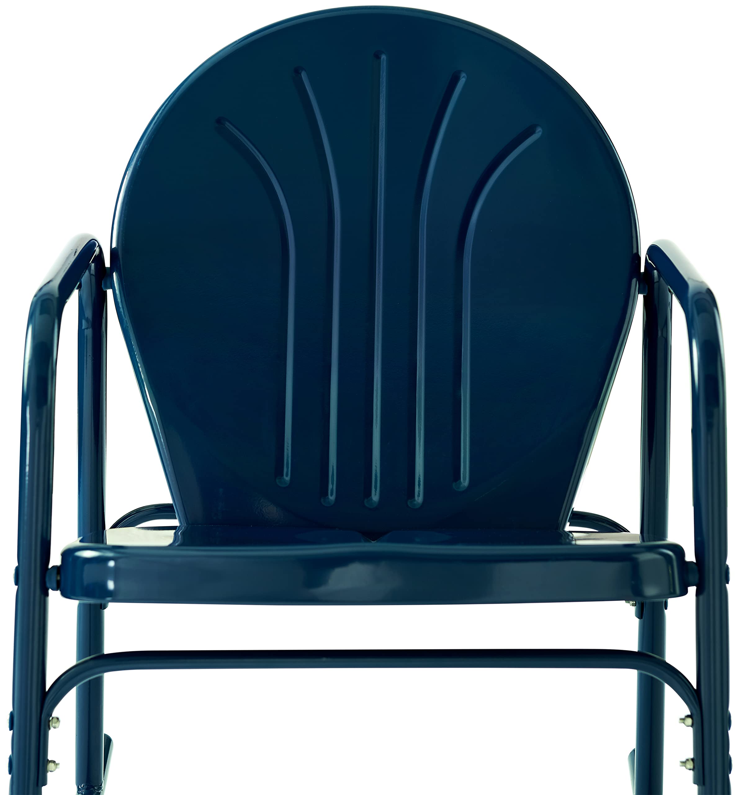 Crosley Furniture Griffith 3-Piece Outdoor Rocking Chair and Side Table Set - Retro Metal Bistro Patio Set in Navy Gloss - Perfect for Porch, Garden, Backyard & Outdoor Relaxation