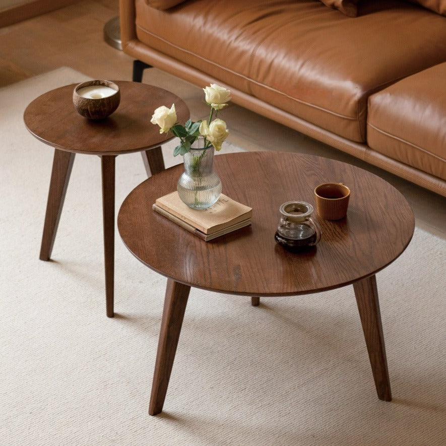 Solid Walnut Round Coffee Table - Natural Wood Dining Table for Living Room, Office, or Lounge - Stylish and Durable Home Decor