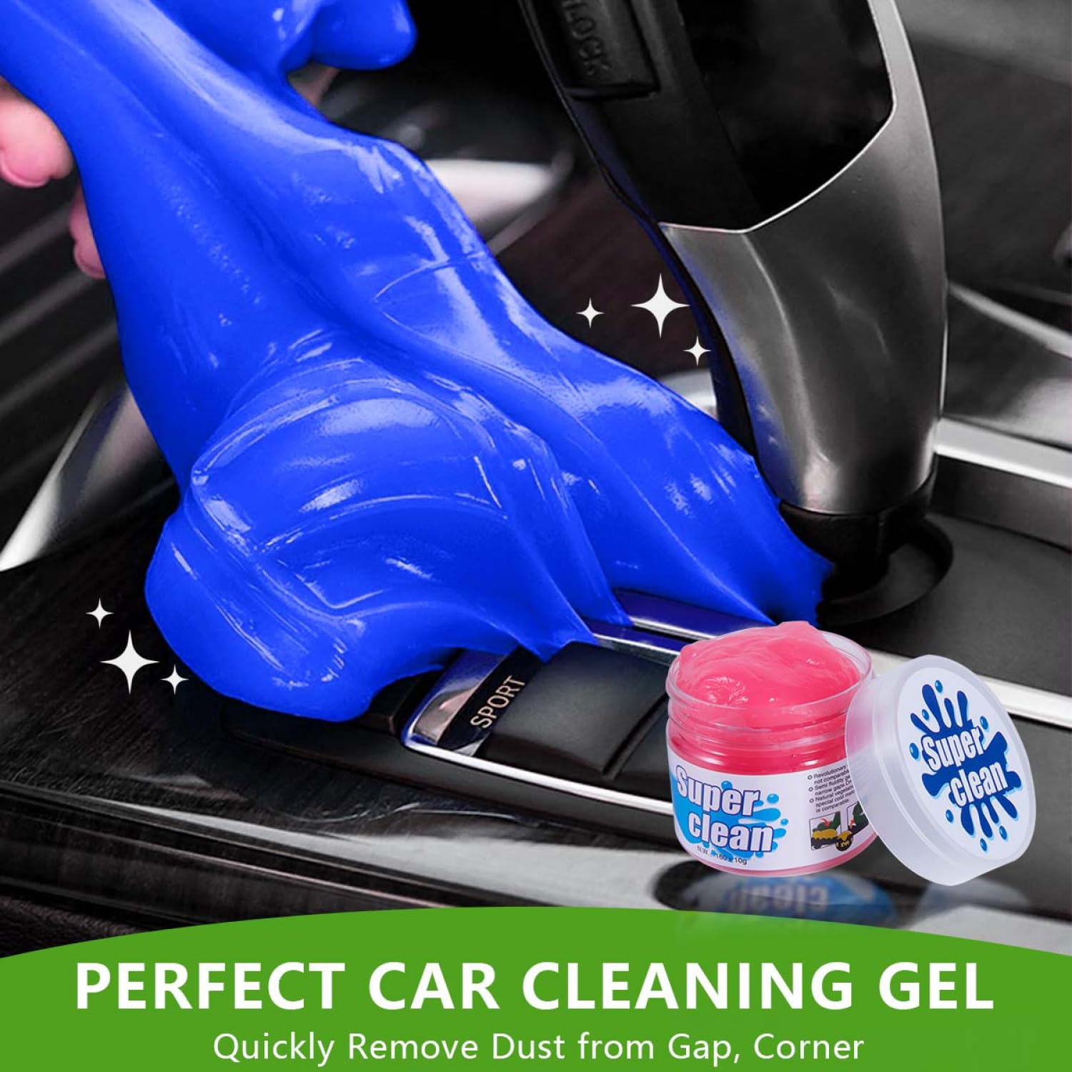 4 Pack Car Cleaning Gel Putty Slime Cleaner - Multi-Purpose Interior Detailing Tool for Cars, Keyboards & Electronics (Blue, Pink, Green, Yellow) - Perfect for Dust Removal in Tight Spaces & Hard-to-Reach Areas