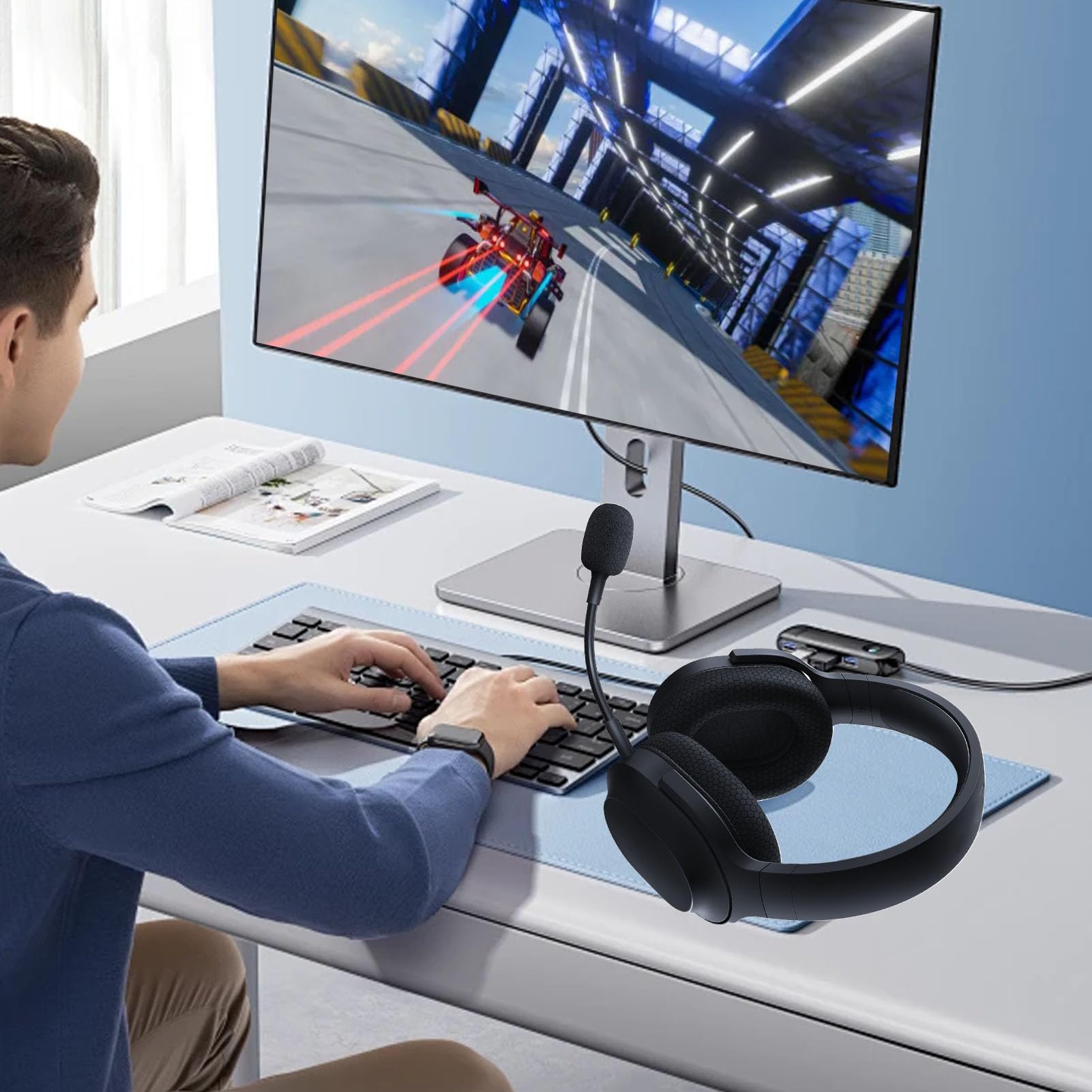 CCYLEZ 3.5mm Detachable Gaming Boom Mic Replacement - Noise Cancelling Microphone for Wireless Gaming Headsets with Flexible Bendable Arm - Crystal Clear Voice Pickup (Black) | Perfect for PC Gaming, Streaming, Zoom Calls & Online Meetings