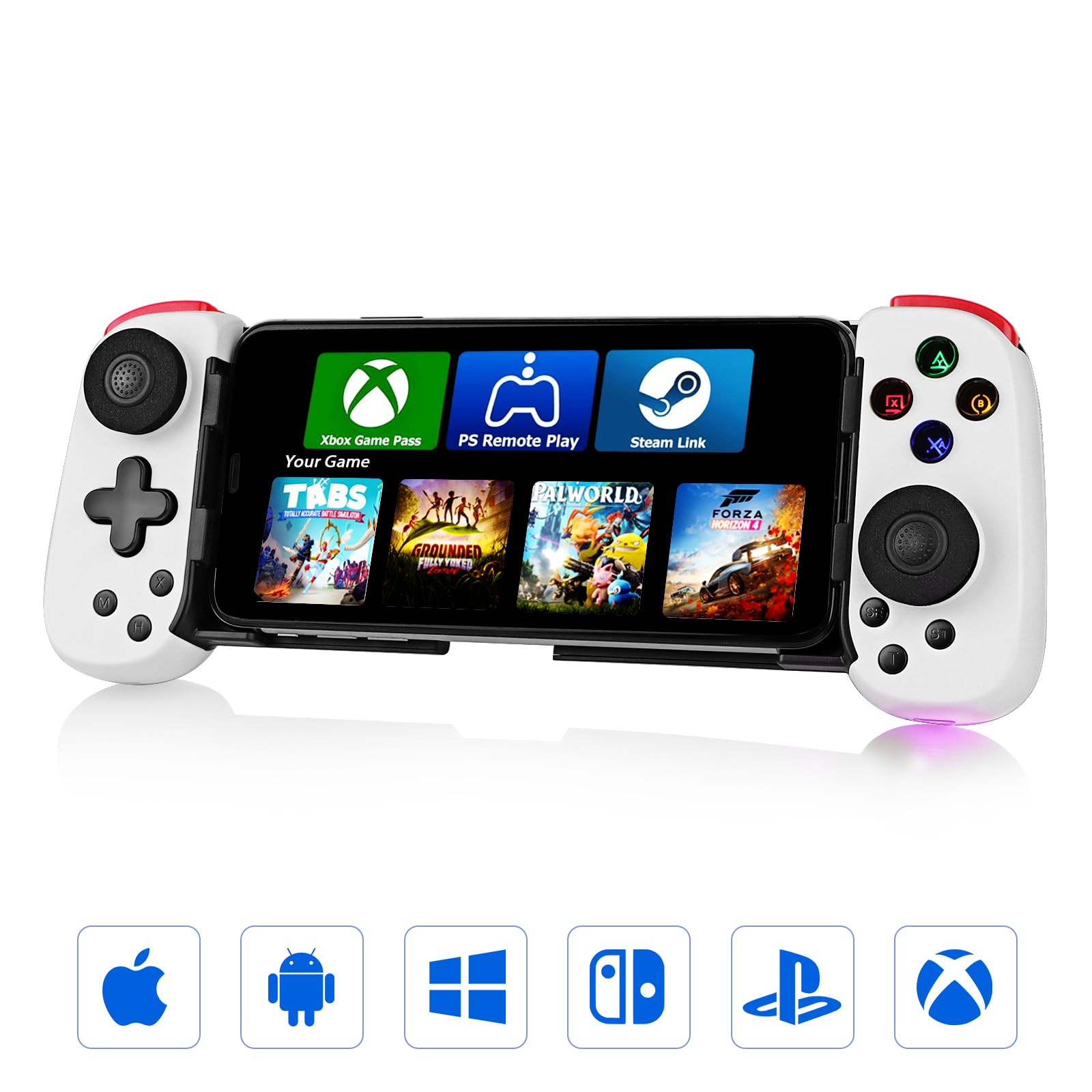 Wireless Bluetooth Game Controller for iOS Android - Xbox/PS/Switch/PC/Steam - Portable Gaming for Phones & Tablets