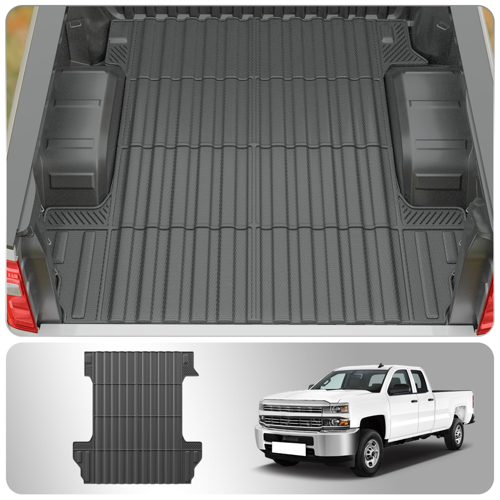 2023-2024 Chevy Silverado & GMC Sierra 1500 5.8FT Short Bed Mat - Heavy Duty TPE All Weather Truck Bed Liner Accessories | Durable Protection for Work & Outdoor Adventures