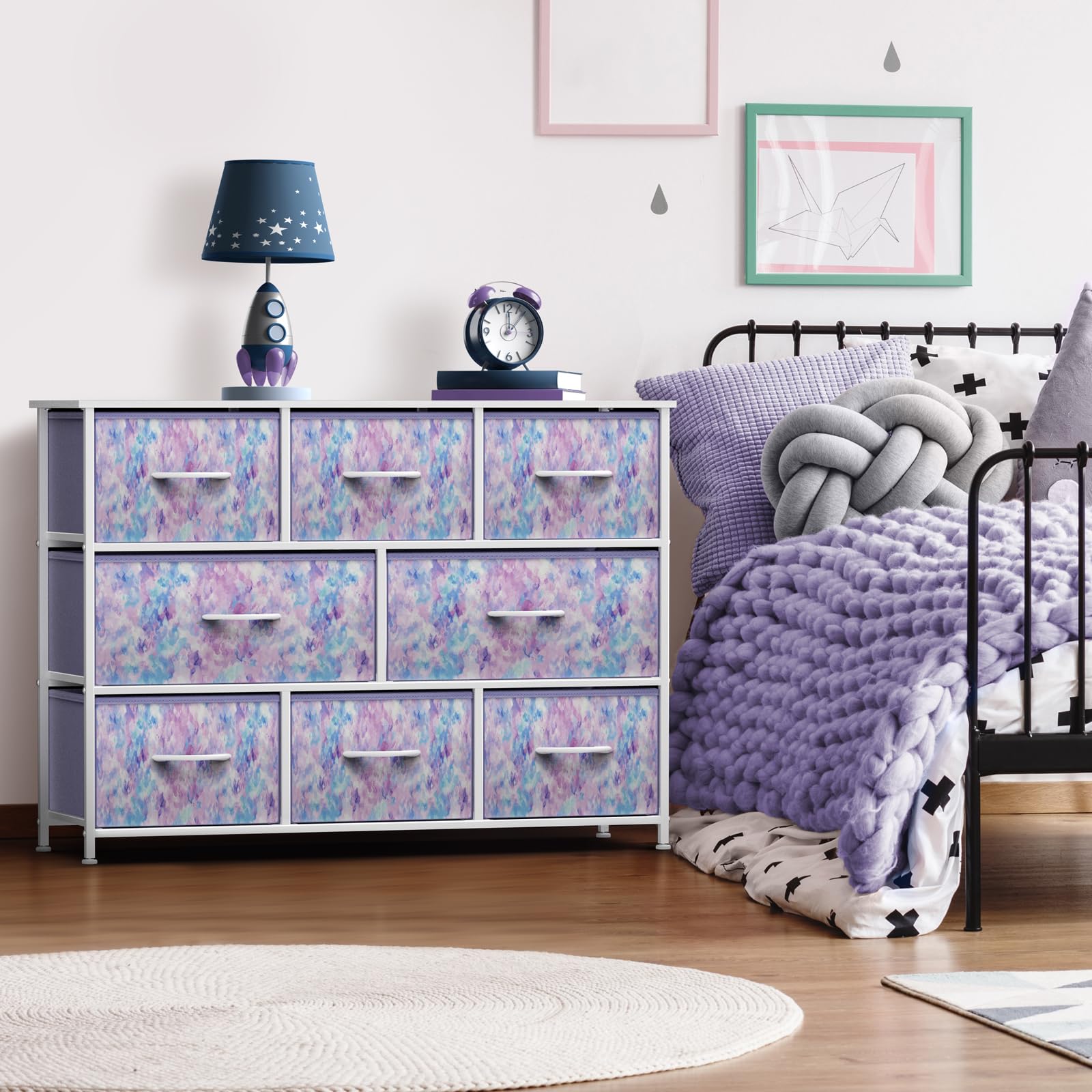 Sorbus 8-Drawer Kids Dresser with Steel Frame & Wood Top - Fabric Bin Storage Organizer for Clothes, Toys & Nursery Essentials - Perfect for Bedroom, Hallway, Kids Room & Closet Organization