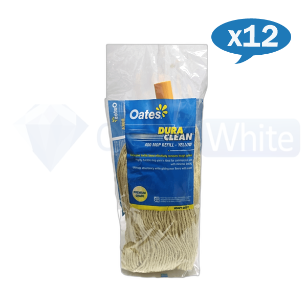 Oates Duraclean 400g Premium Heavy Duty Mop Head Replacement - Ideal for Hard Floors, Tile, and Laminate Cleaning