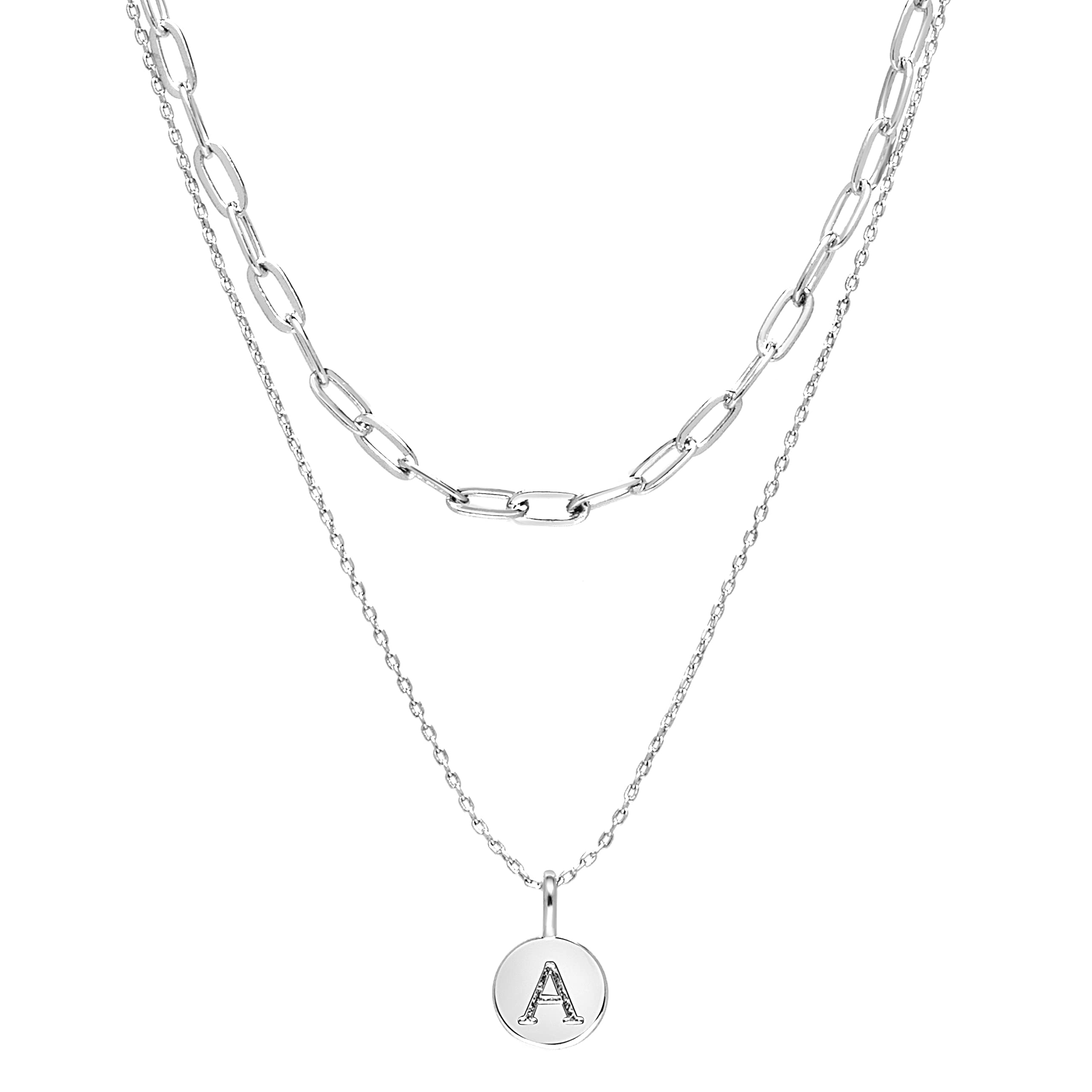 Kensie Women's Two Row Initial Charm Pendant Necklace - Delicate Layered Chain Letter Necklace for Everyday Wear, Gift Giving & Special Occasions