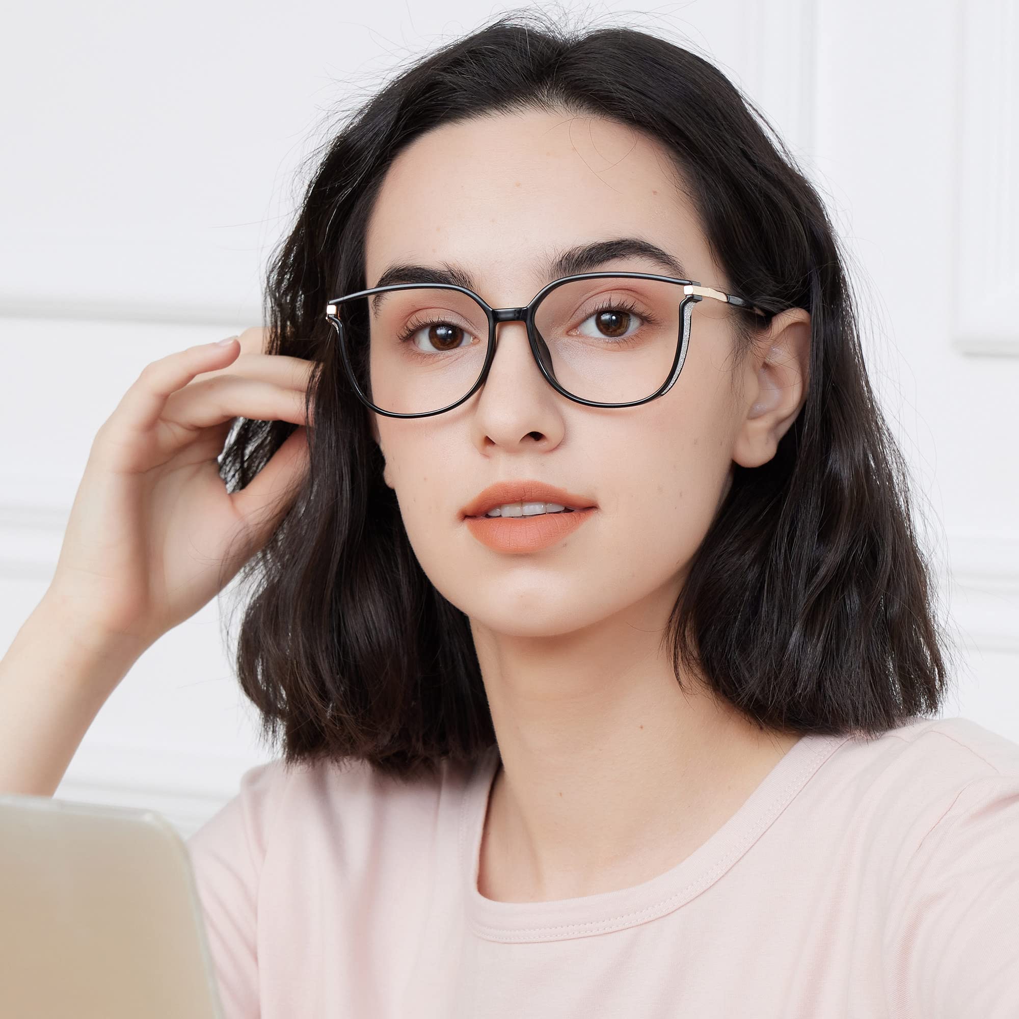 GUDVUE Blue Light Blocking Glasses for Computer, Gaming & Phone Use - Anti Glare, UV400 Protection, Reduce Eye Strain - Oversized Square Frame (Black Gold) - Perfect for Office Work, Online Classes & Nighttime Screen Use