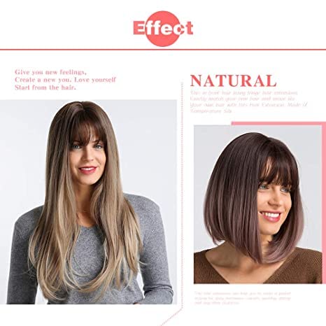 Clip On Hair Bangs Extensions for Women - Natural Brown Thin Fringe Piece (Pack of 2) | Instant Volume & Style for Everyday Wear, Cosplay & Costume Parties