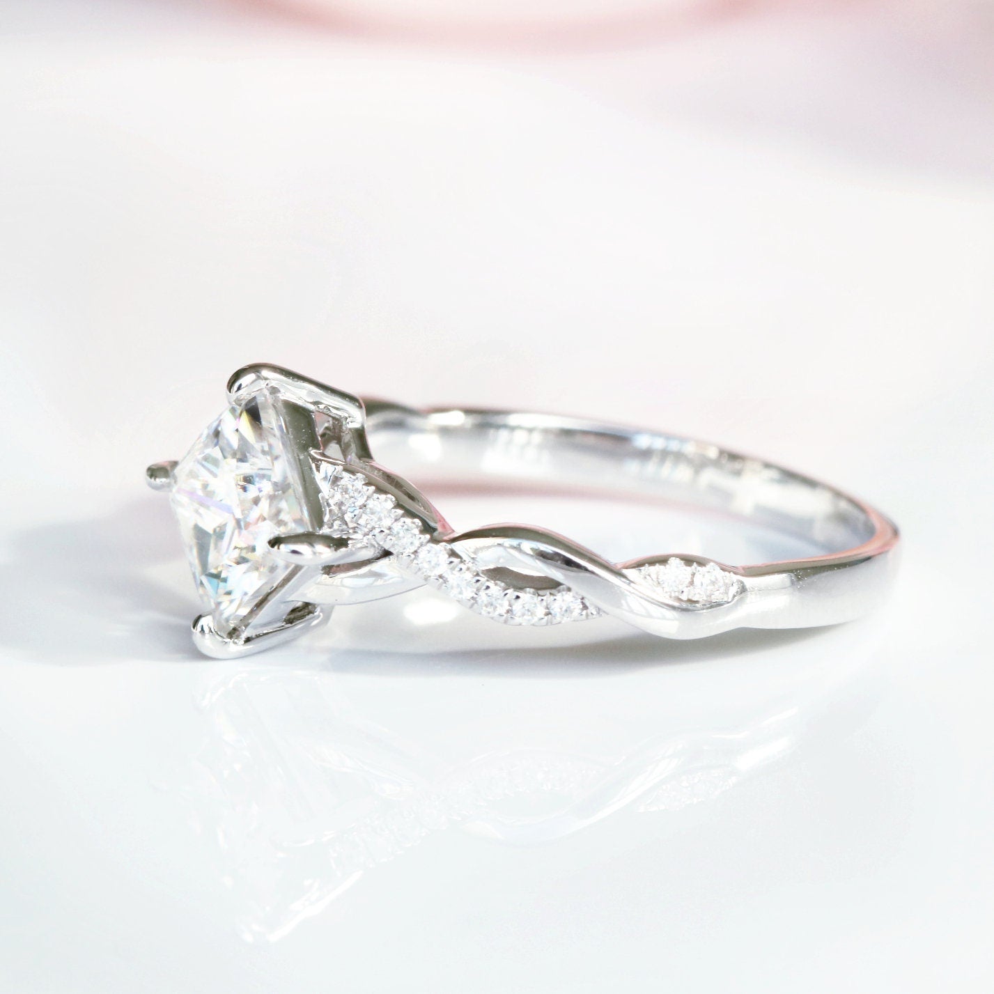 Sophia Moissanite Engagement Ring for Women - 10K/14K/18K White Gold Wedding Band, Promise Ring, Anniversary Gift - Perfect for Proposals, Bridal Jewelry & Special Occasions