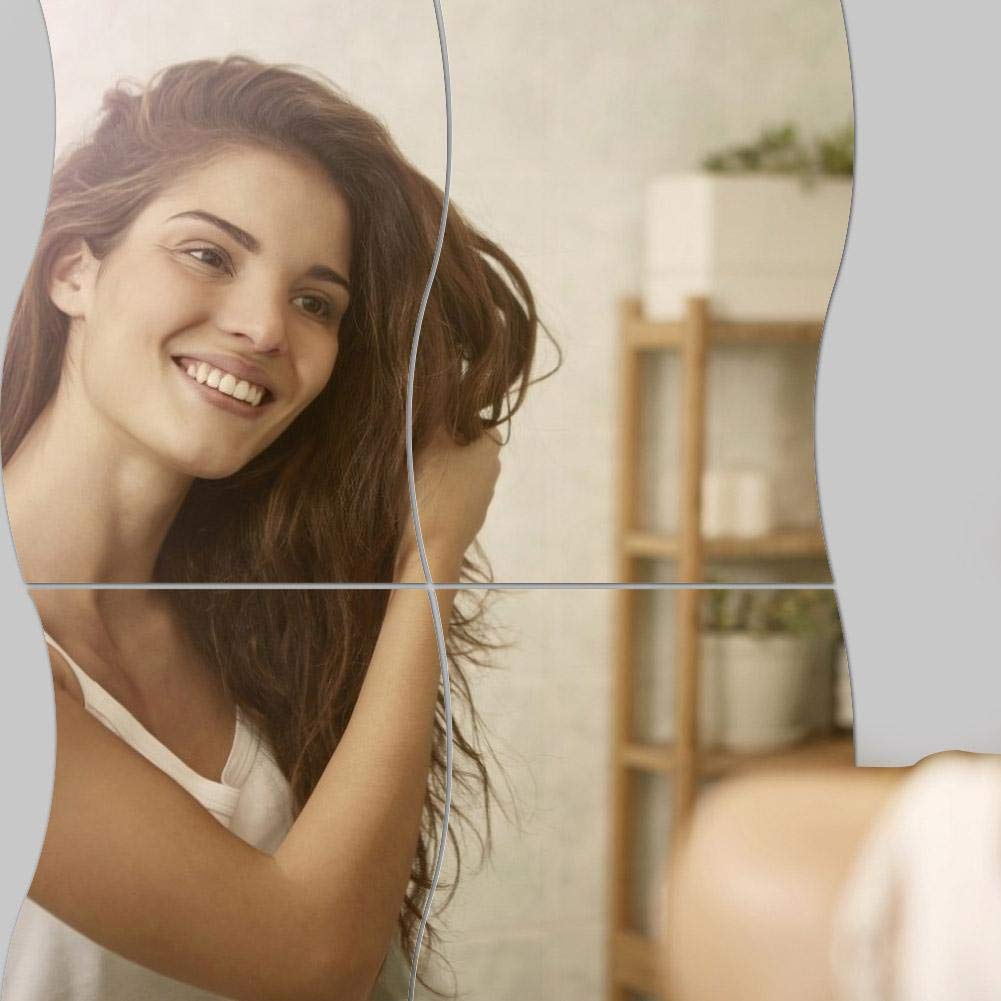 6Pcs Wave Mirror Wall Stickers - Removable Acrylic Wall Mirror Tiles for Living Room, Bedroom Decor - Perfect for Home, Office & DIY Interior Design Projects