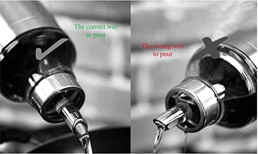 KUHA 1 Liter (1000ml) Stainless Steel Oil Dispenser with Nozzle & Handle - Premium Cooking Oil Bottle, Olive Oil Pourer, Vinegar Container for Kitchen, Restaurant & Home Use (Pack of 1)