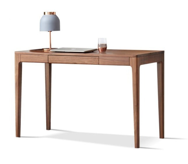 Solid Oak Wood Office Desk in Walnut Finish - Stylish & Durable Workspace Solution for Home Office, Study Room or Business