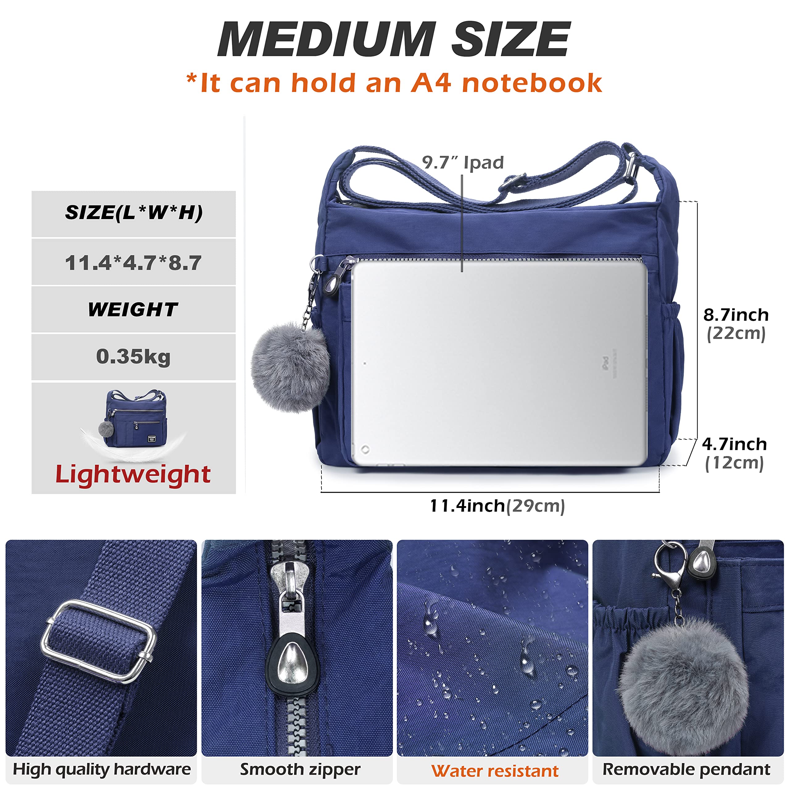 VOLGANIK ROCK Women's RFID Anti-Theft Crossbody Bag - Water Resistant Shoulder Purse for Travel, Shopping & Daily Use