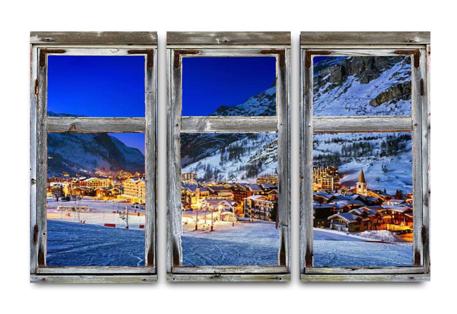 Blaverr 3-Panel Wall Art - Modern Canvas Prints of Val d'Isère City Scenes for Home Decor, Living Room & Bedroom - Ready to Hang - Perfect for Contemporary Interior Design & Housewarming Gifts