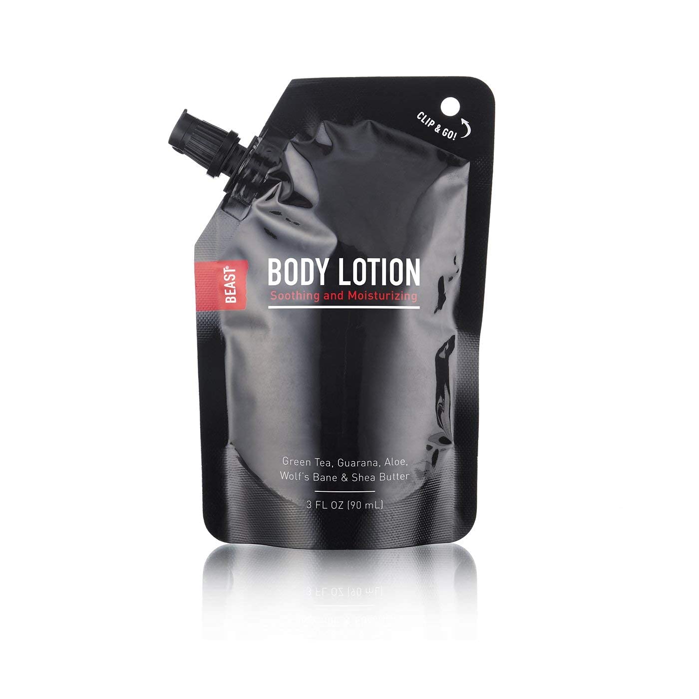 Beast Hand & Body Lotion Travel Size 3oz - Green Tea, Guarana & Mountain Tobacco Scent | Moisturizing Lotion for Dry Skin | Perfect for Gym, Travel & On-the-Go Hydration