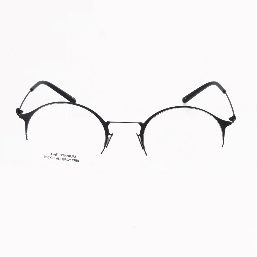 Aimee Unisex Semi-Rimless Round Alloy Eyeglasses Frame 1850 - Lightweight & Durable for Reading, Driving, and Daily Wear