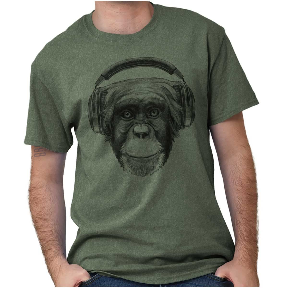 Smile Monkey Headphones Graphic T-Shirt for Men & Women - Funny Hipster Design for Casual Wear, Music Lovers & Gifts
