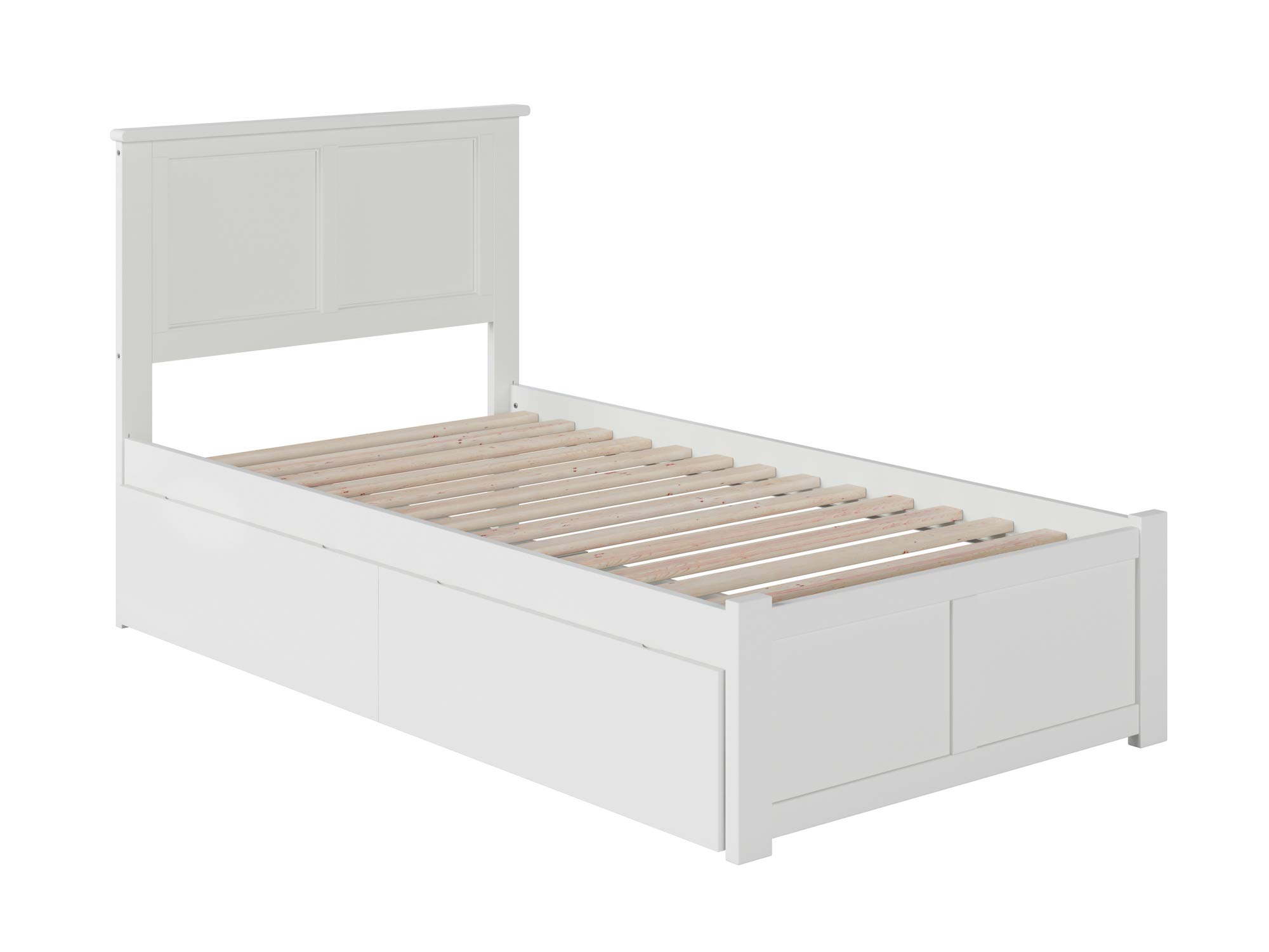 AFI Madison Twin Platform Bed with Footboard, Storage Drawers & USB Charger - White Wooden Bed Frame for Small Spaces | Perfect for Kids Rooms, Guest Bedrooms & Studio Apartments