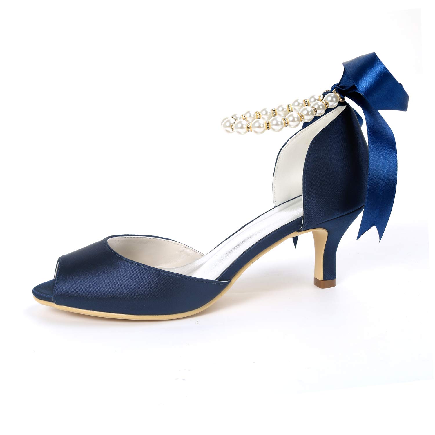 Elegant White Satin Open Toe Wedding Shoes for Bride with Pearl Heels – Perfect for Bridal Ceremonies, Evening Parties & Formal Dress Occasions