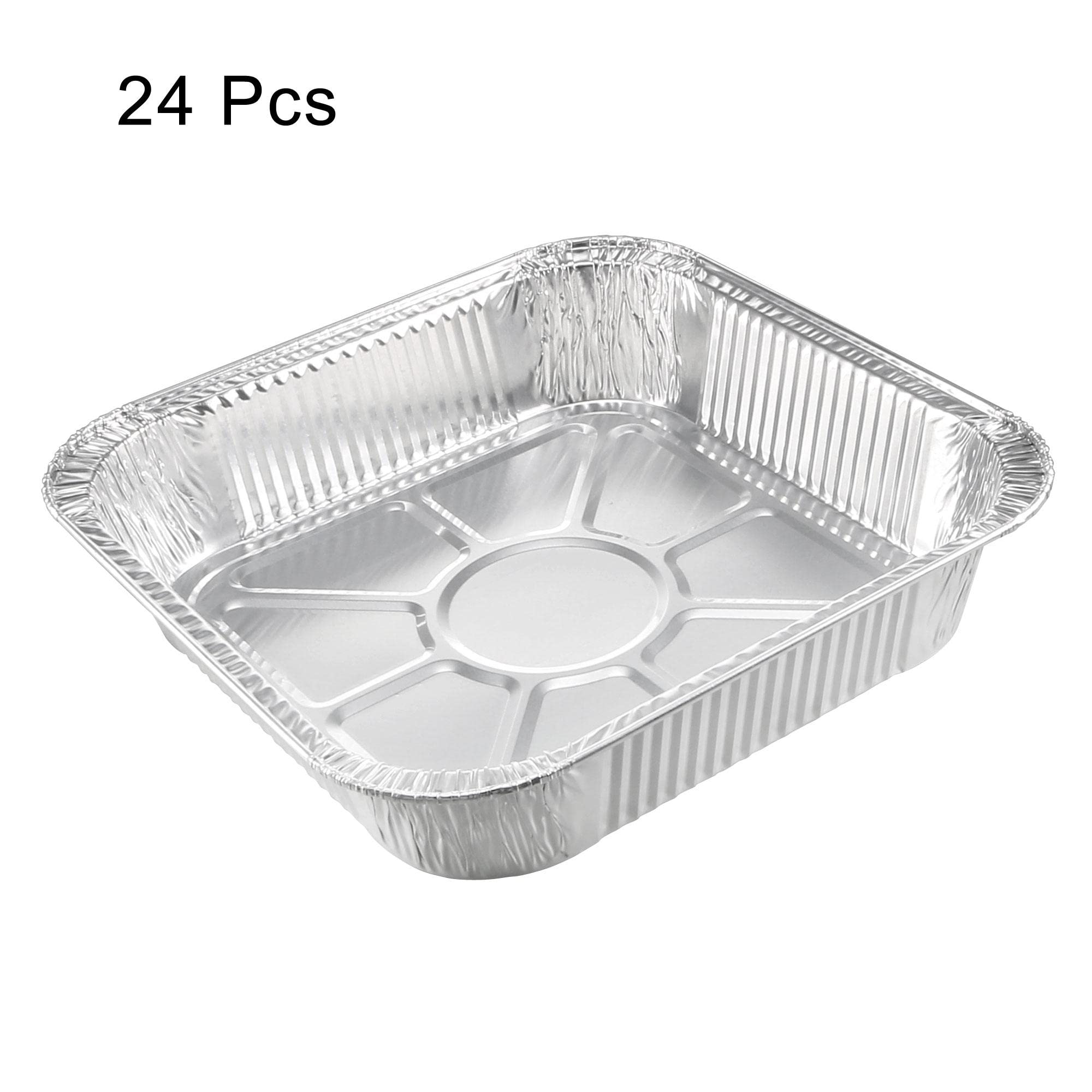 uxcell 8x8 Inch 46oz Aluminum Foil Pans - 24 Pack Disposable Baking Trays for Roasting, Cooking & Meal Prep | Perfect for Thanksgiving Turkey, Party Catering & Leftovers Storage