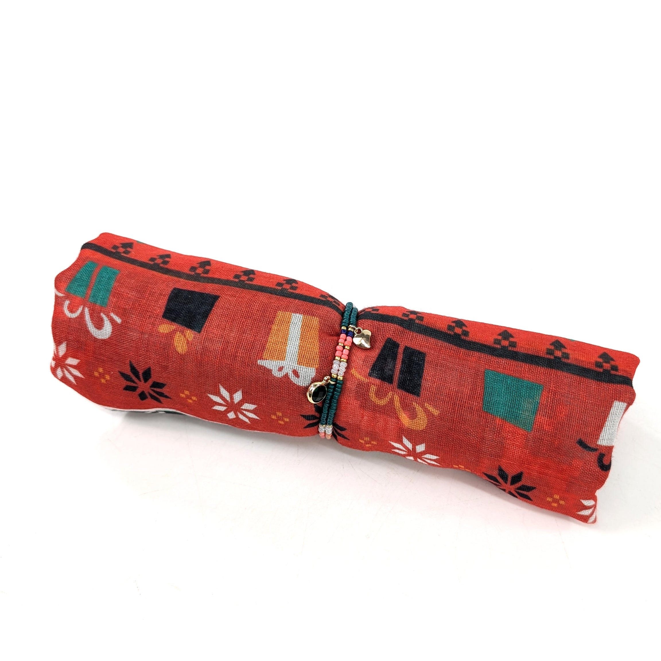 Christmas Scarf & Bracelet Gift Set in Cracker - Festive Holiday Accessories for Women | Perfect for Christmas Parties, Gifts & Winter Fashion