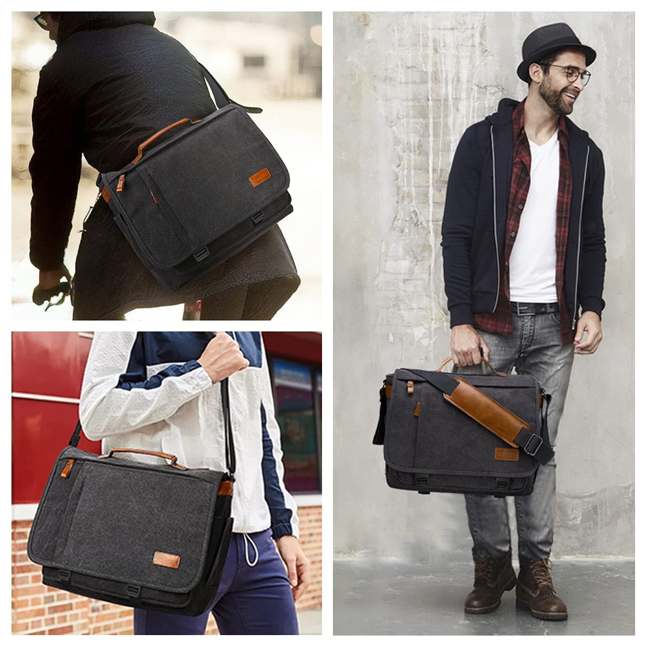 ESTARER 17-17.3 Inch Waterproof Laptop Messenger Bag - 3-in-1 Convertible Backpack for Business, Travel & School - Fits 17.3 Inch Notebooks & Accessories