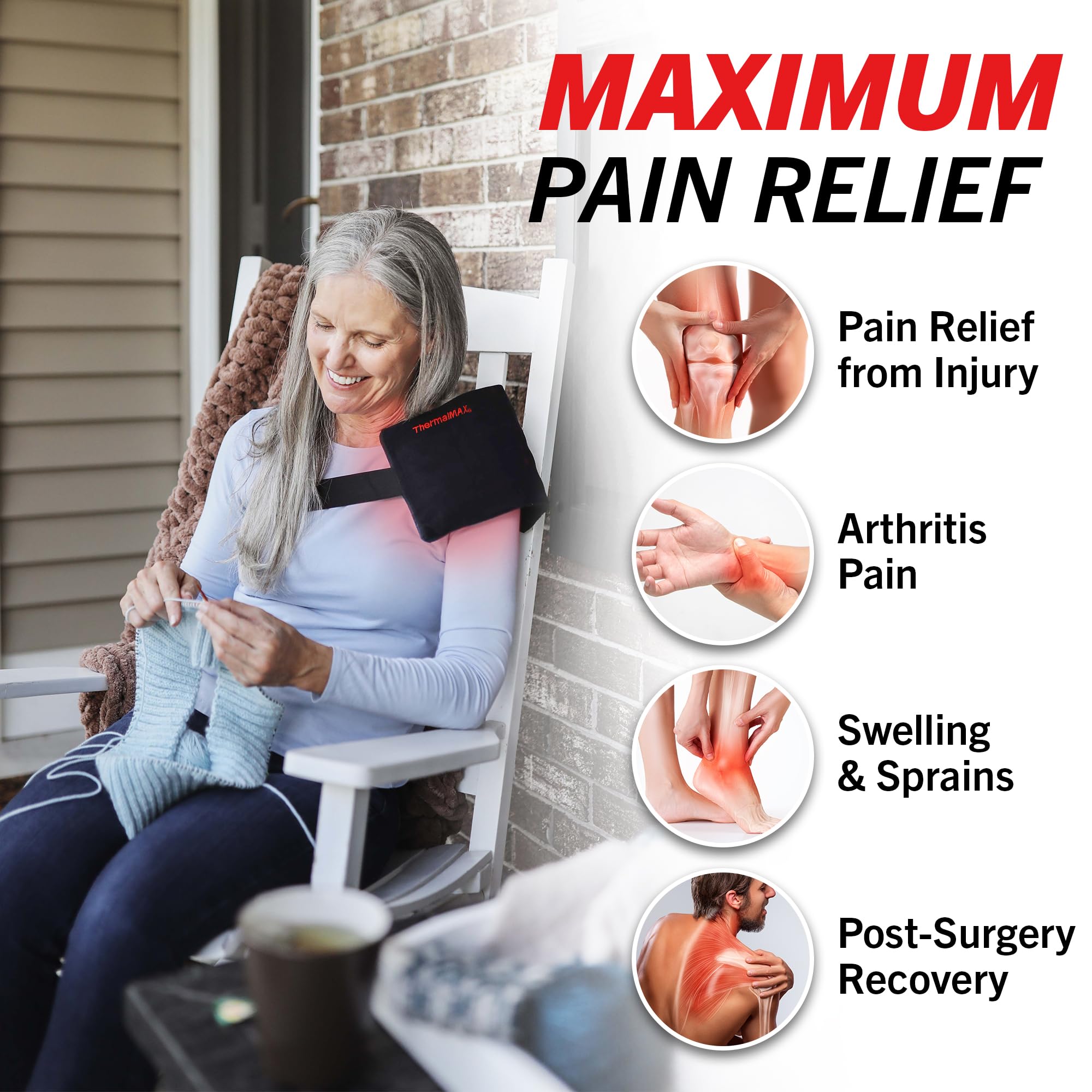 Reusable Heat Pack for Pain Relief - Long-Lasting 2-Hour Therapeutic Heating Pad with Adjustable Straps | Fast-Heating Muscle Comfort Wrap for Knee, Back & Hip Pain | Ideal for Post-Surgery Recovery, Arthritis & Period Cramps | Medium Size