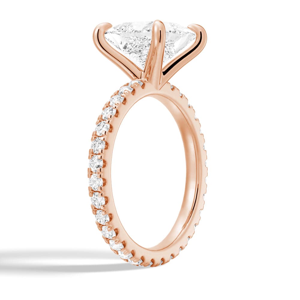 Princess Cut Moissanite Engagement Ring with Eternity Pave Band - Sparkling Wedding Jewelry for Brides, Anniversary Gifts & Romantic Proposals