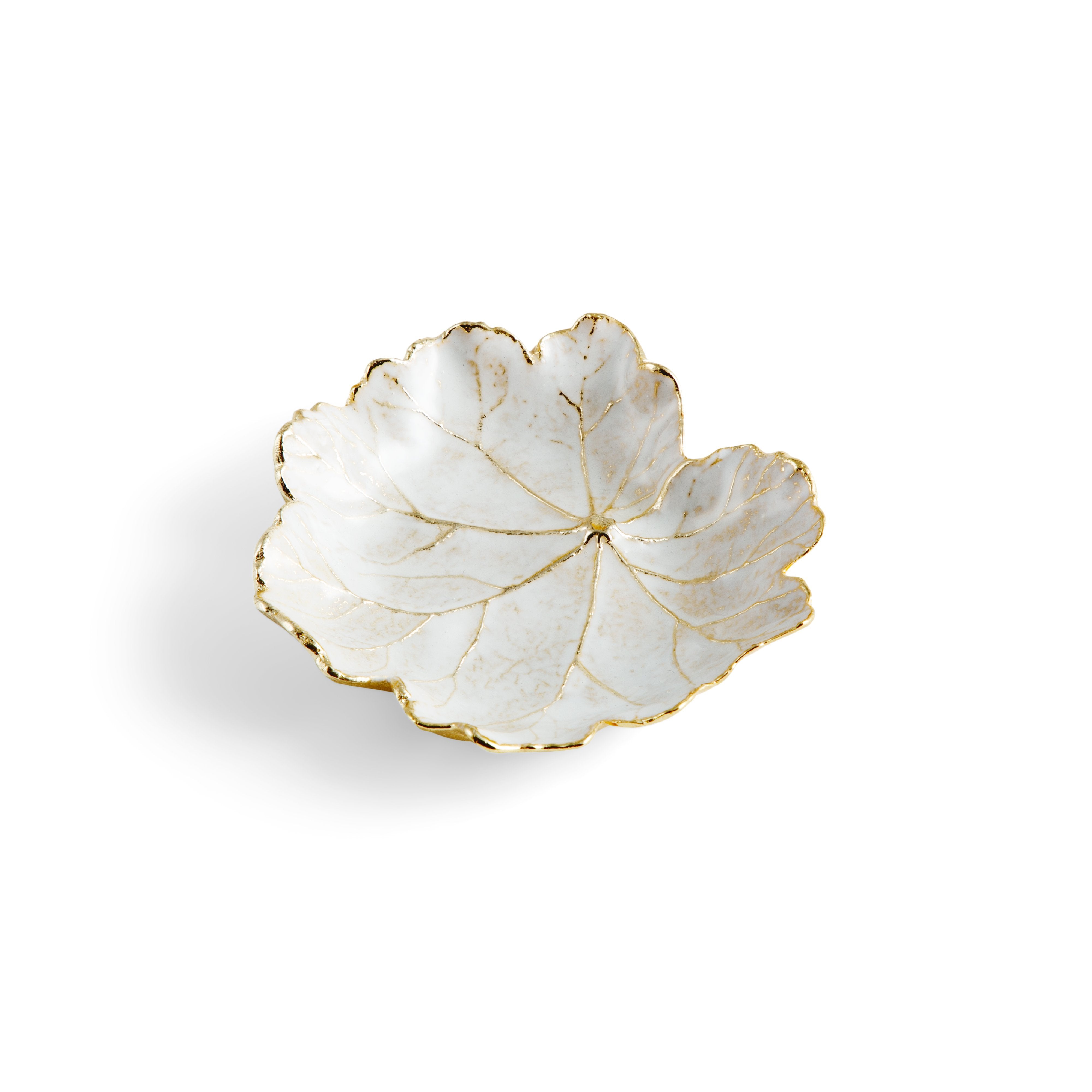 Winter Leaves Geranium Dish - Elegant Floral Ceramic Plate for Home Decor, Dining, and Gift Giving