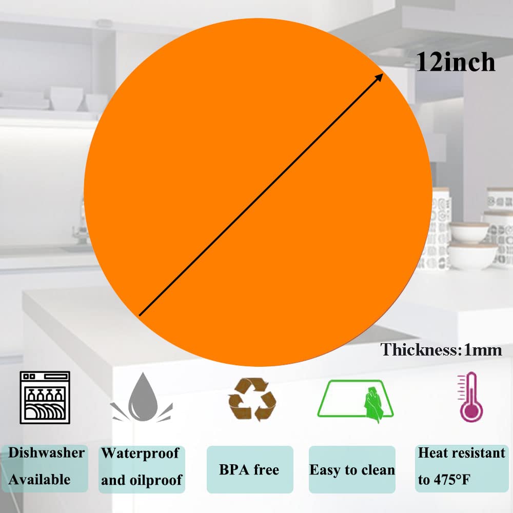 BPA-Free Silicone Microwave Mat - 12 Inch Heat-Resistant Splatter Guard & Hot Pad (475°F) | Food Grade Safe, Dishwasher Safe for Easy Cleaning | Perfect for Cooking, Baking & Protecting Countertops (Orange)