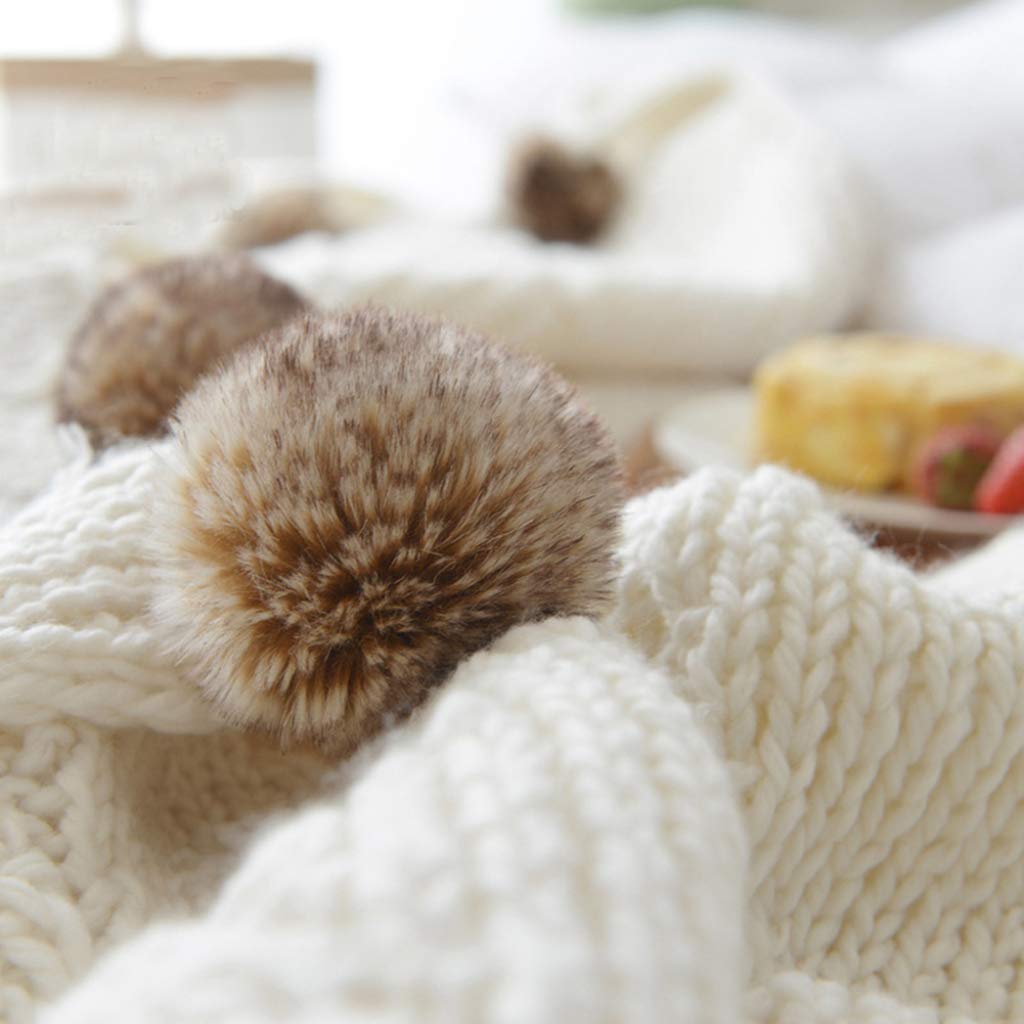 Soft Pom Pom Throw Blanket - Cozy Warm Acrylic Blanket for Couch, Bed & Chair - Winter Home Decor for Baby & Kids Room - Perfect for Snuggling, Reading & Relaxing