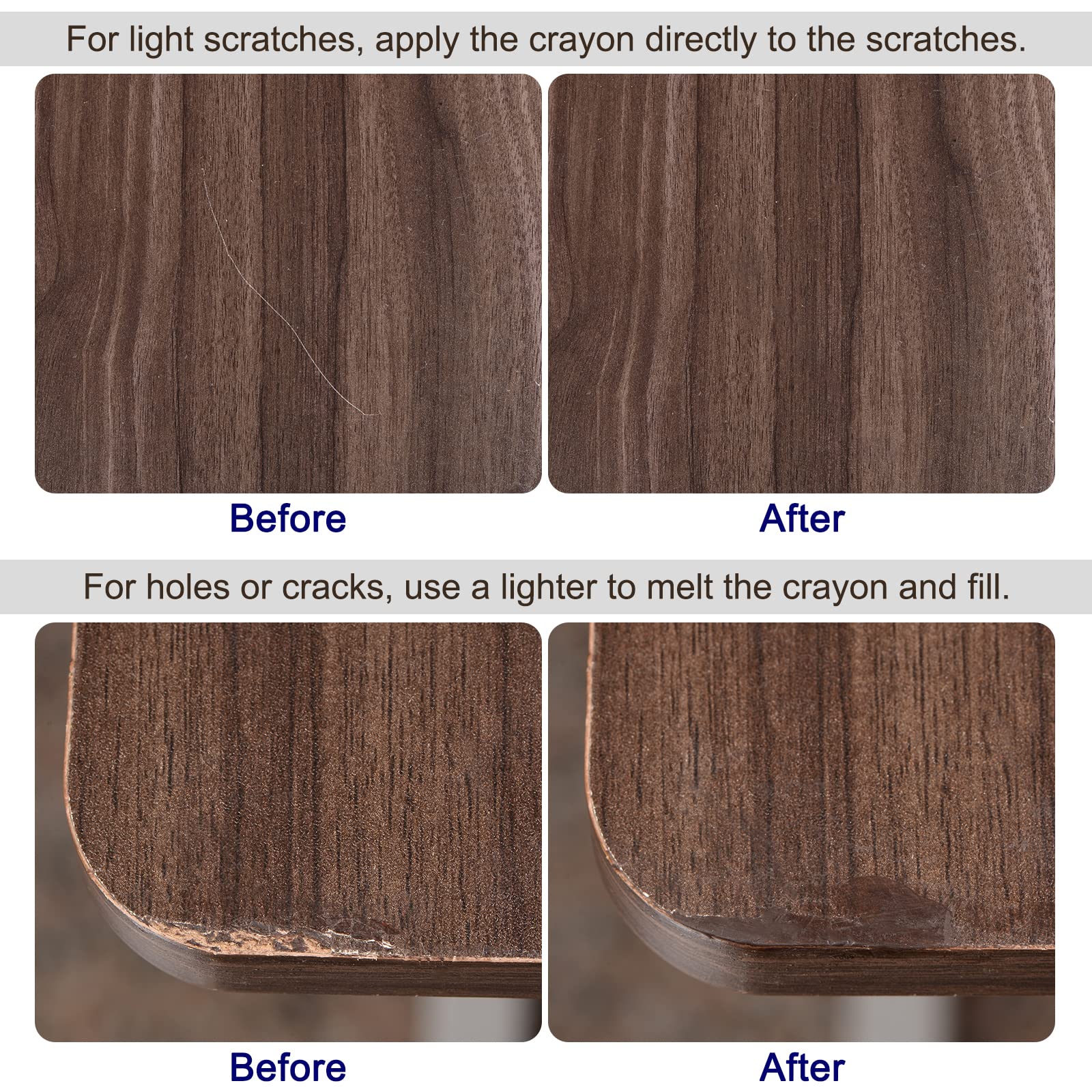 uxcell Wood Wax Filler Stick - Furniture Repair Crayons for Scratches & Holes, Wood Touch Up Wax Paint Pens for Laminate Floors, Tables, Desks (Khaki) | Perfect for DIY Home Improvement & Woodworking Projects