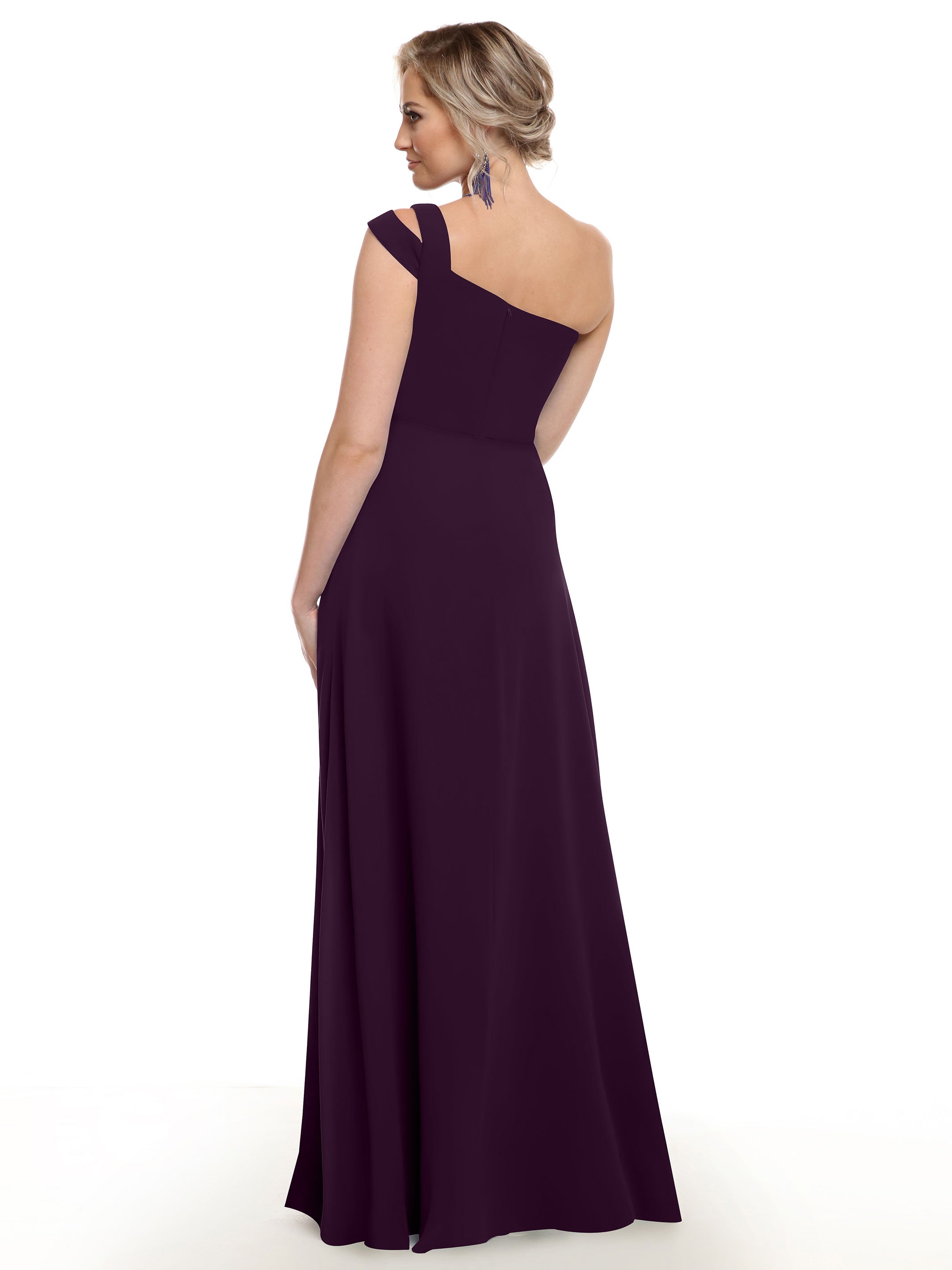 Elegant 80139 Chiffon A-Line One Shoulder Bridesmaid Dress with High Slit - Perfect for Weddings, Formal Events & Evening Parties