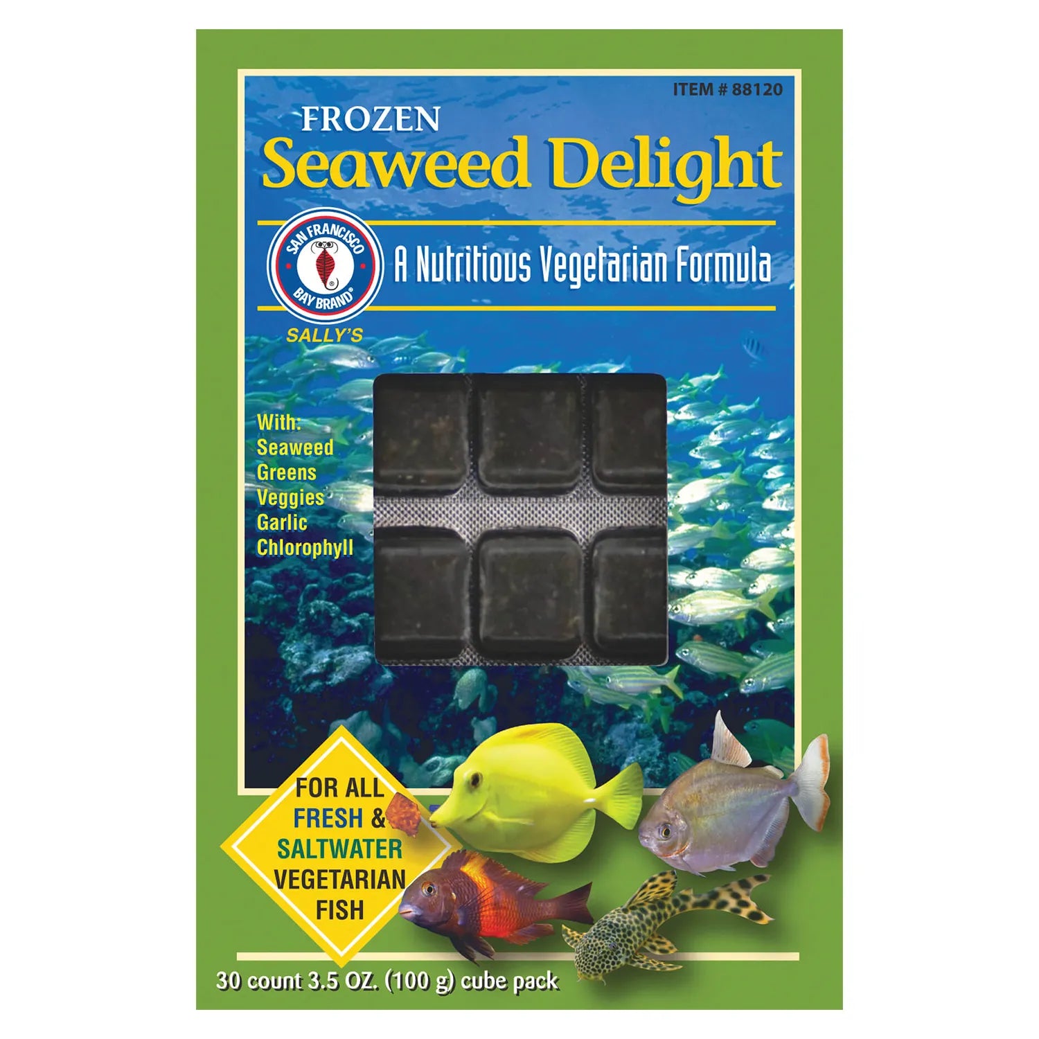San Francisco Bay Brand Frozen Seaweed Delight for Marine Fish - 3.5oz Pack | Nutrient-Rich Aquatic Food for Saltwater & Reef Tanks | Perfect for Clownfish, Tangs & Angelfish