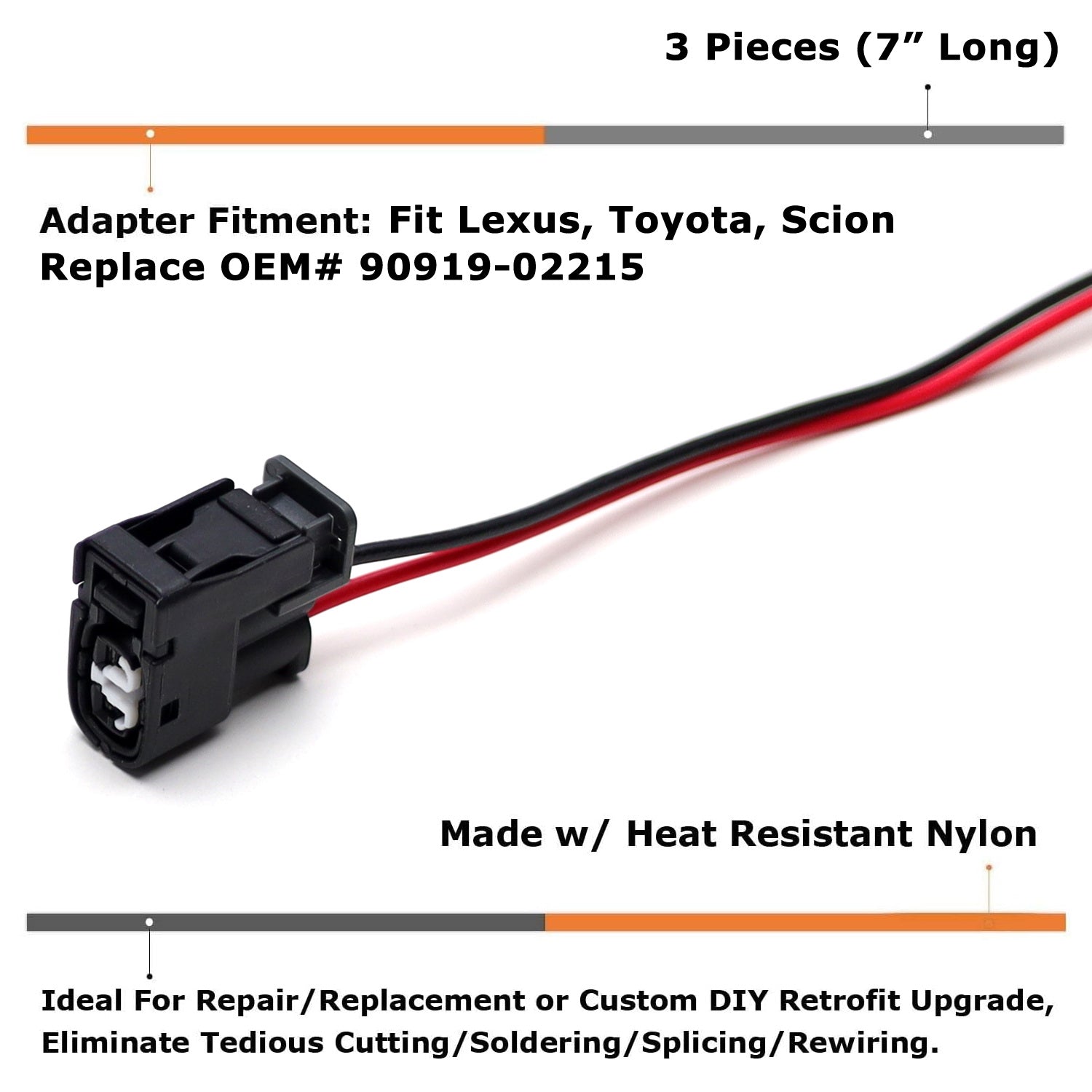 3 Pack Engine Ignition Coil Connector with 6 Pigtail Wires - Compatible with Lexus & Toyota 3.0L V6 Engines - Perfect for Tune-Ups, Performance Upgrades & Engine Maintenance