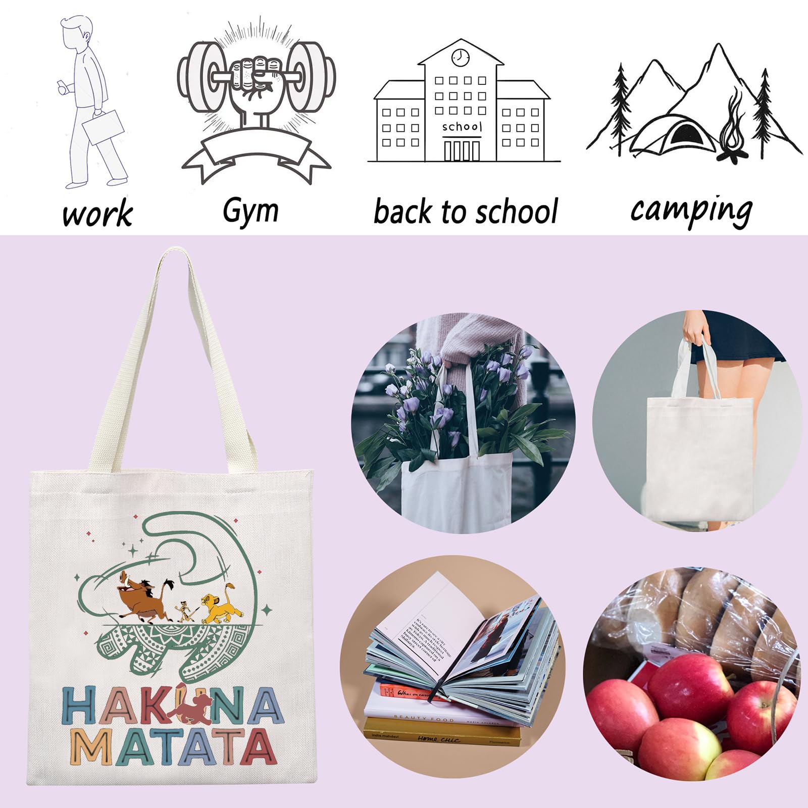 ENSIANTH Lion Lover Tote Bag - Animal Kingdom Inspired Gift for Cartoon Fans, Disney Movie Merchandise | Perfect for Grocery Shopping, Beach Trips & Disney Park Visits