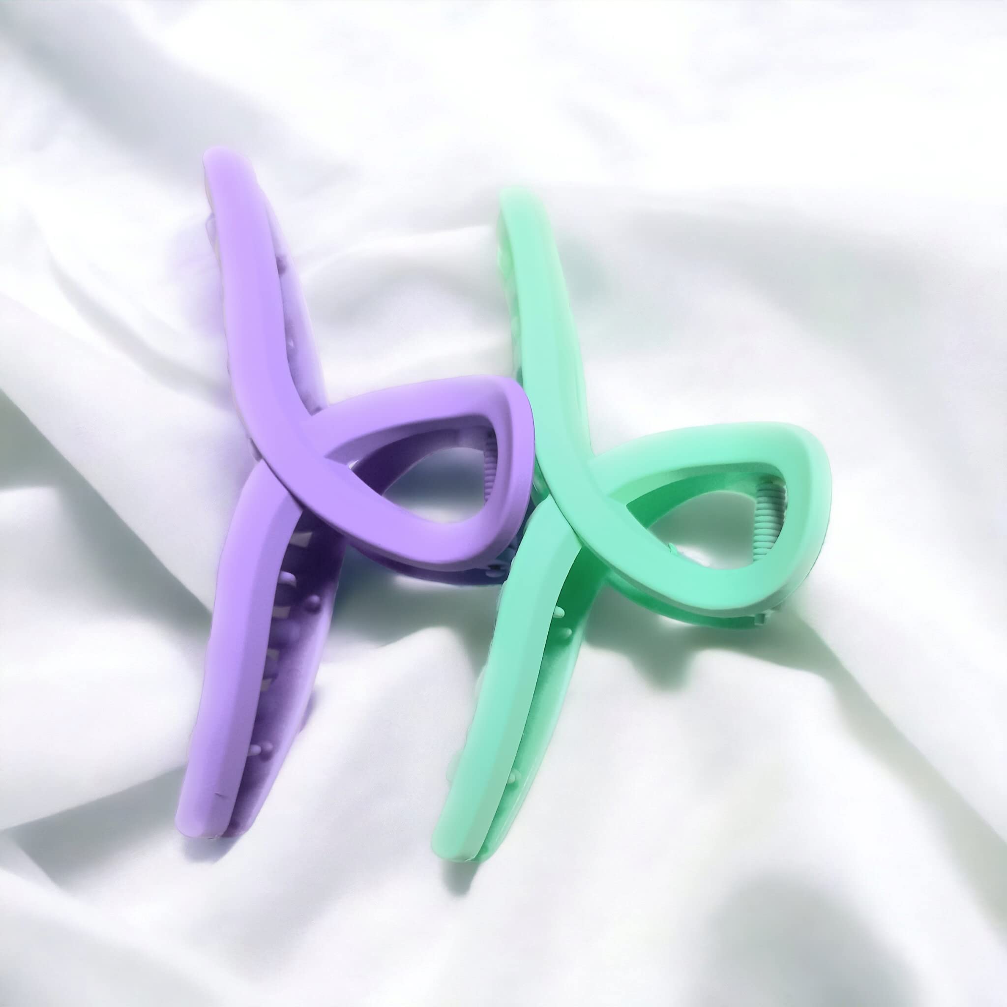 Debnath Traders Matte Hair Claw Clips for Women - Set of 2 (Lavender & Green) - Effortlessly Chic Big Hair Clips for Women & Girls - Perfect for Work, School, or Casual Styling