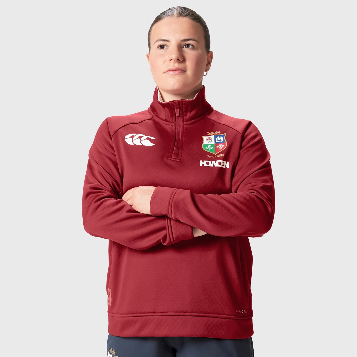 Canterbury British & Irish Lions Women's 1/4 Zip Fleece Pullover - Red Rugby Training Top for Women - Perfect for Rugby Practice, Gym Workouts & Casual Wear