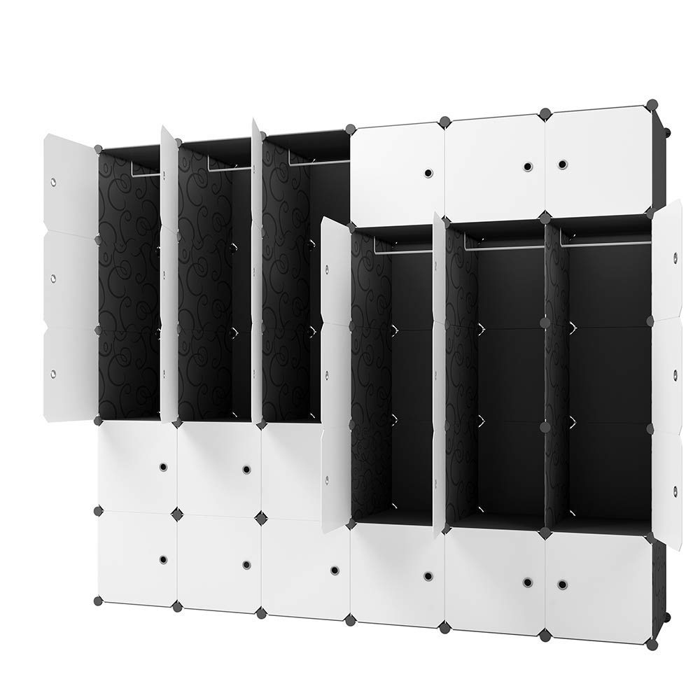 MAGINELS 30-Cube Large Capacity Clothes Storage Organizer - Baby Clothes Hanging Bins, Wardrobe Closet Organizer for Bedroom (Black) | Space-Saving Storage Solution for Nursery, Kids Room & Small Spaces