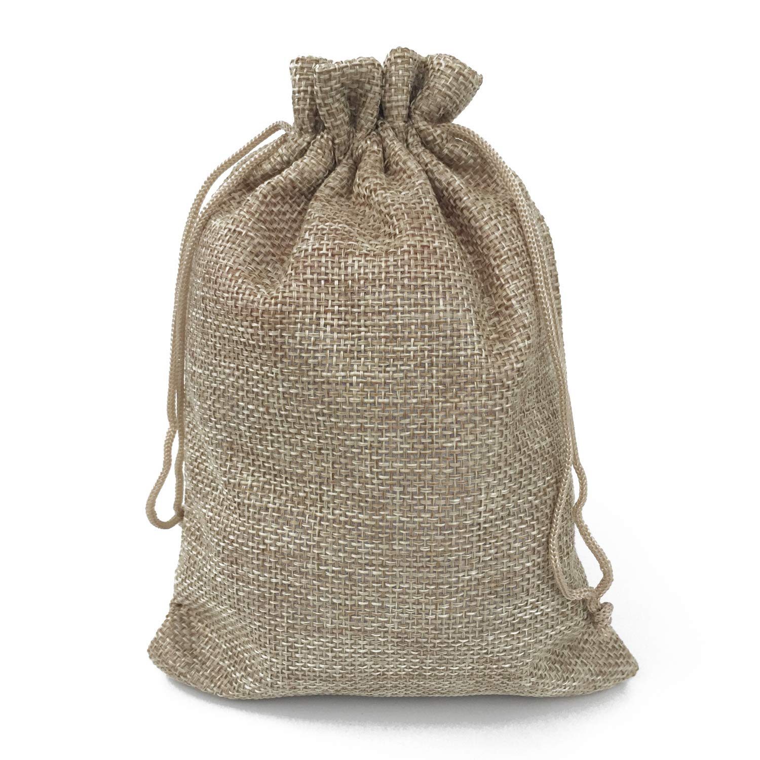 Premium Gold Fortune Burlap Drawstring Gift Bags with Cotton Lining - Natural Jute Bags (10x14cm) for Wedding Favors, Party Gifts & Holiday Decorations