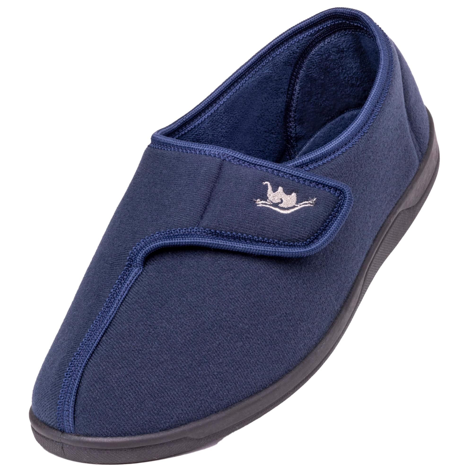 Men's Wide & Extra-Wide Memory Foam Slippers - 80D Comfort for Arthritis & Edema Relief, Adjustable Closure, Plush Fleece Lining, Anti-Slip Sole - Machine Washable Indoor/Outdoor House Shoes for Winter Warmth & Relaxation at Home